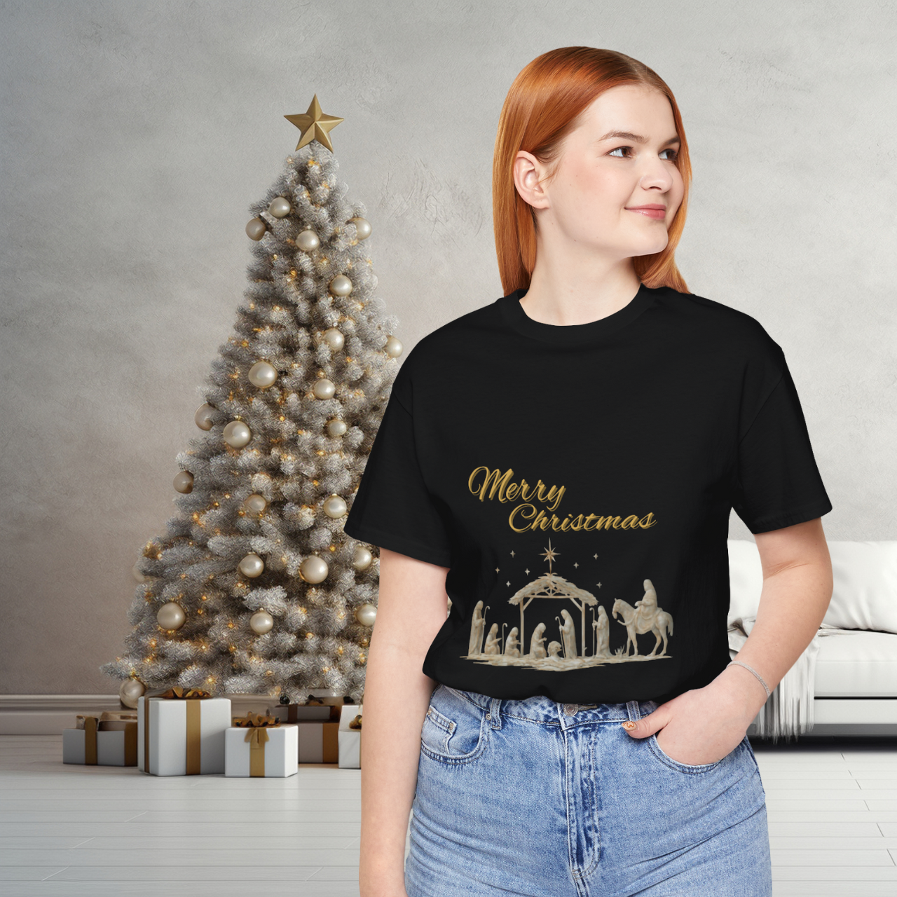 Merry Christmas Unisex Tee, Holiday Apparel, Gift for Her, Family Christmas Shirt, Festive Short Sleeve T-Shirt product thumbnail image Merry Christmas Unisex Tee, Holiday Apparel, Gift for Her, Family Christmas Shirt, Festive Short Sleeve T-Shirt product thumbnail image