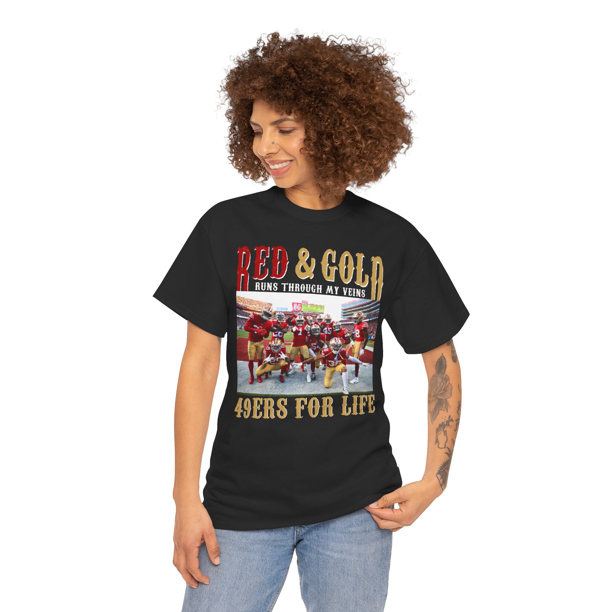 49ers For Life Unisex Heavy Cotton Tee | Sports Fan Shirt, Football Tee, Red and Gold Team Apparel, Game Day T-Shirt, Casual Wear product thumbnail image