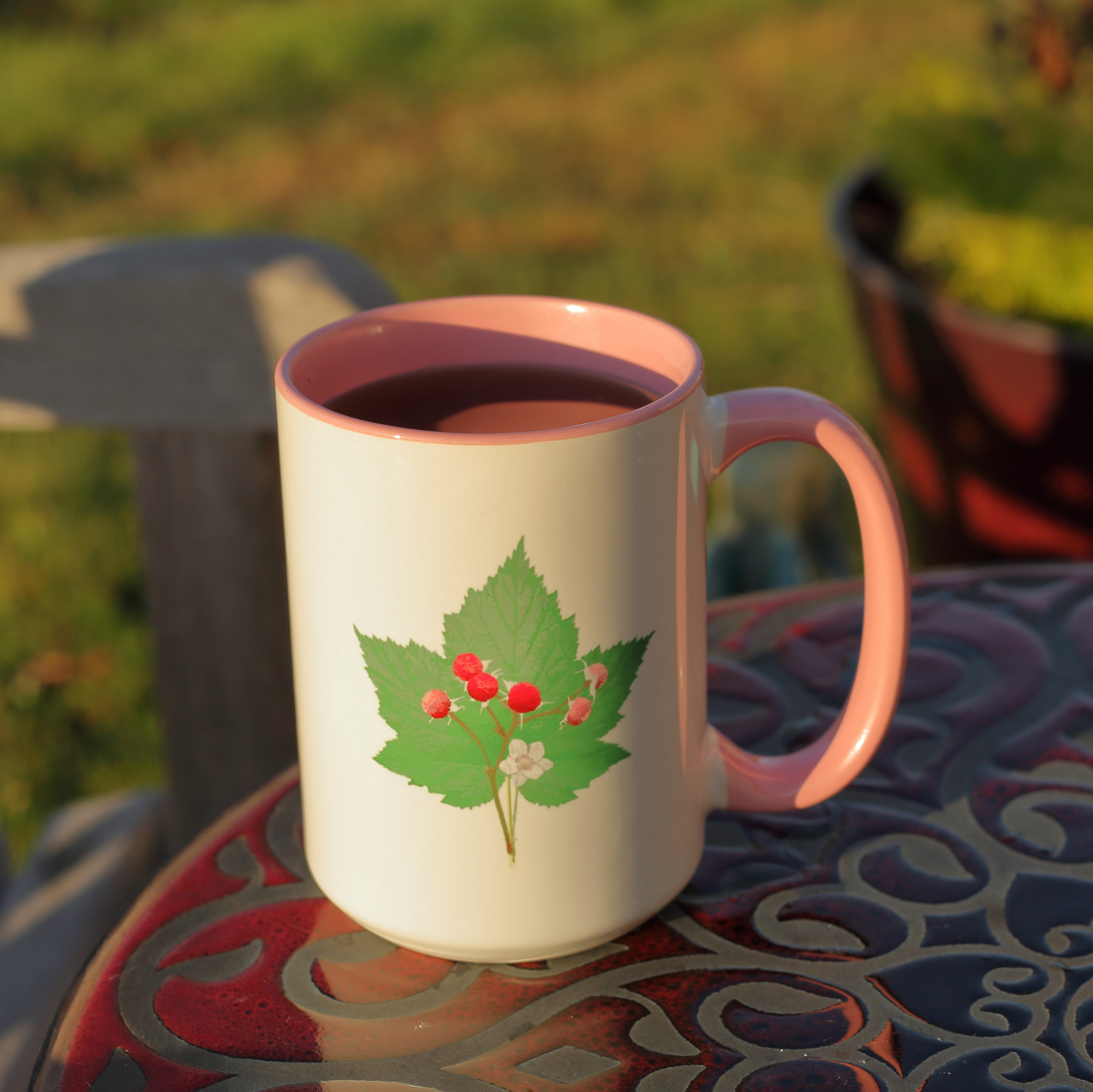 Thimbleberry Leaf Mug | Pink Handle and Interior | 11oz or 15oz product thumbnail image Thimbleberry Leaf Mug | Pink Handle and Interior | 11oz or 15oz product thumbnail image