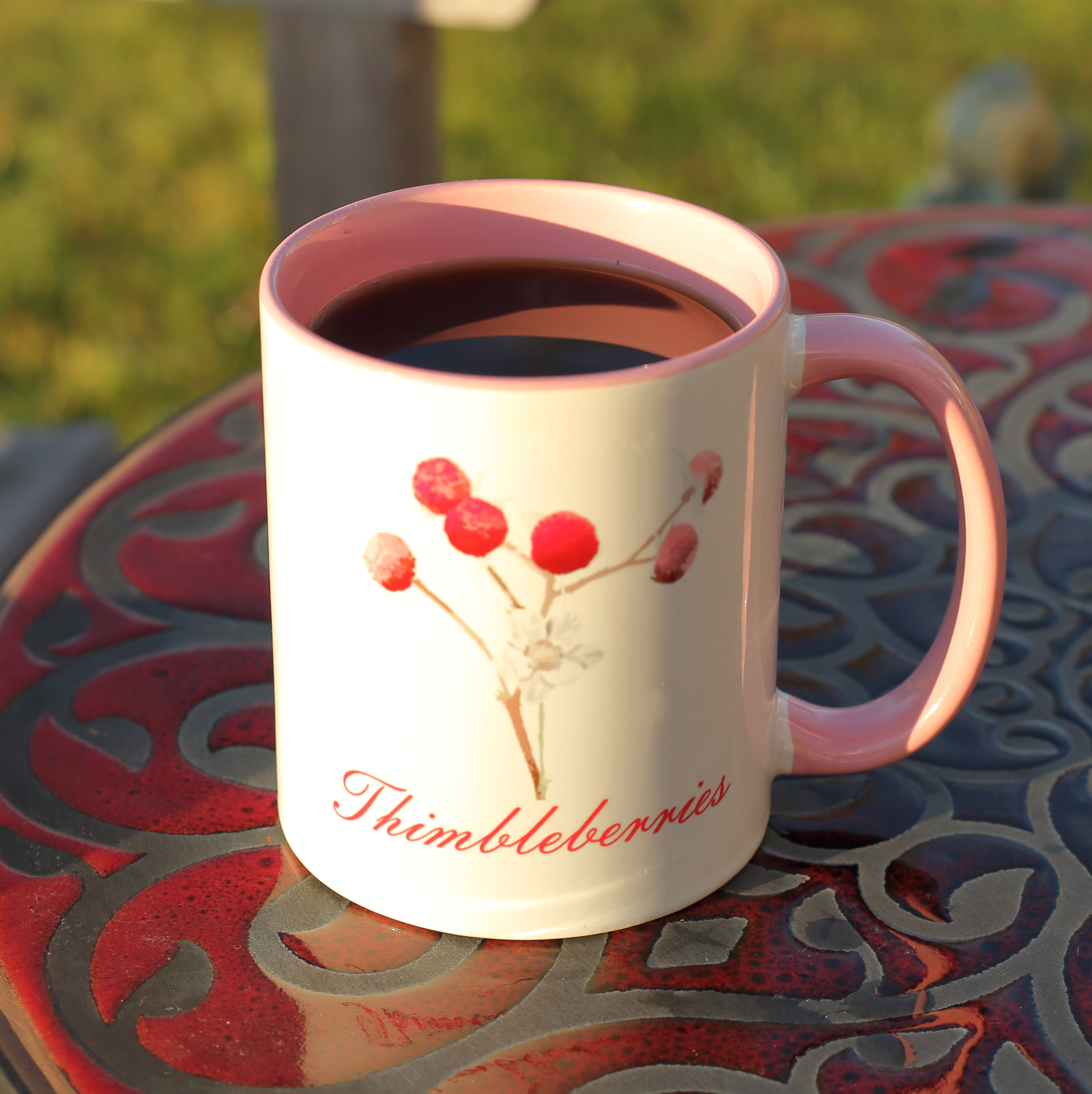 Thimbleberries and Flower Mug | Pink Handle and Interior | 11oz or 15oz product thumbnail image Thimbleberries and Flower Mug | Pink Handle and Interior | 11oz or 15oz product thumbnail image