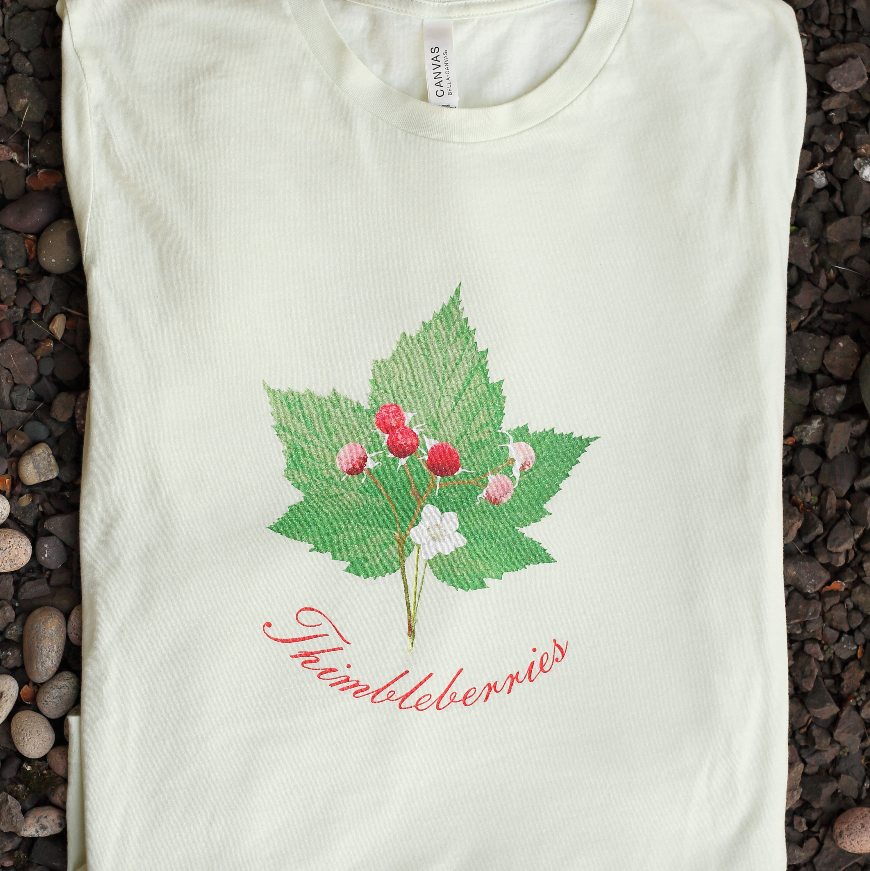 Thimbleberry Leaf Lightweight Women's T-Shirt | Thimbleberries, Flower and Leaf | Soft Cotton Bella+Canvas 3001 product thumbnail image Thimbleberry Leaf Lightweight Women's T-Shirt | Thimbleberries, Flower and Leaf | Soft Cotton Bella+Canvas 3001 product thumbnail image