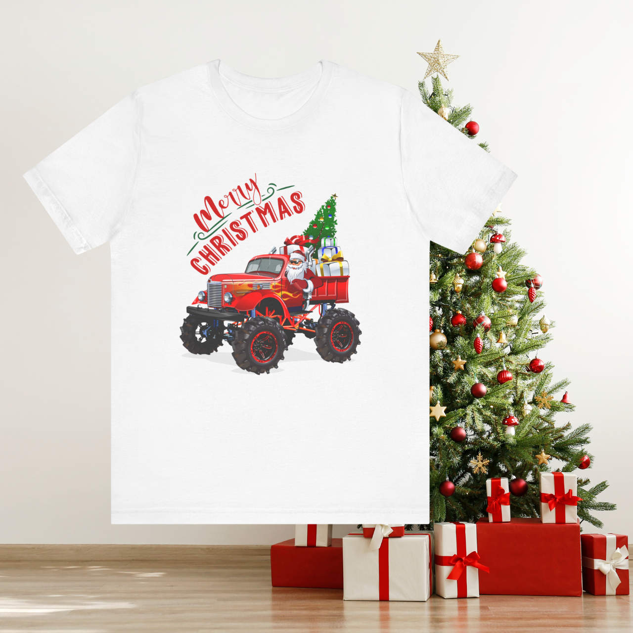 Santa's Merry Christmas Youth Tee, Dad &amp; Son matching Holiday Shirt, Festive Graphic T-Shirt, Christmas Gift for Boys &amp; Dads product thumbnail image