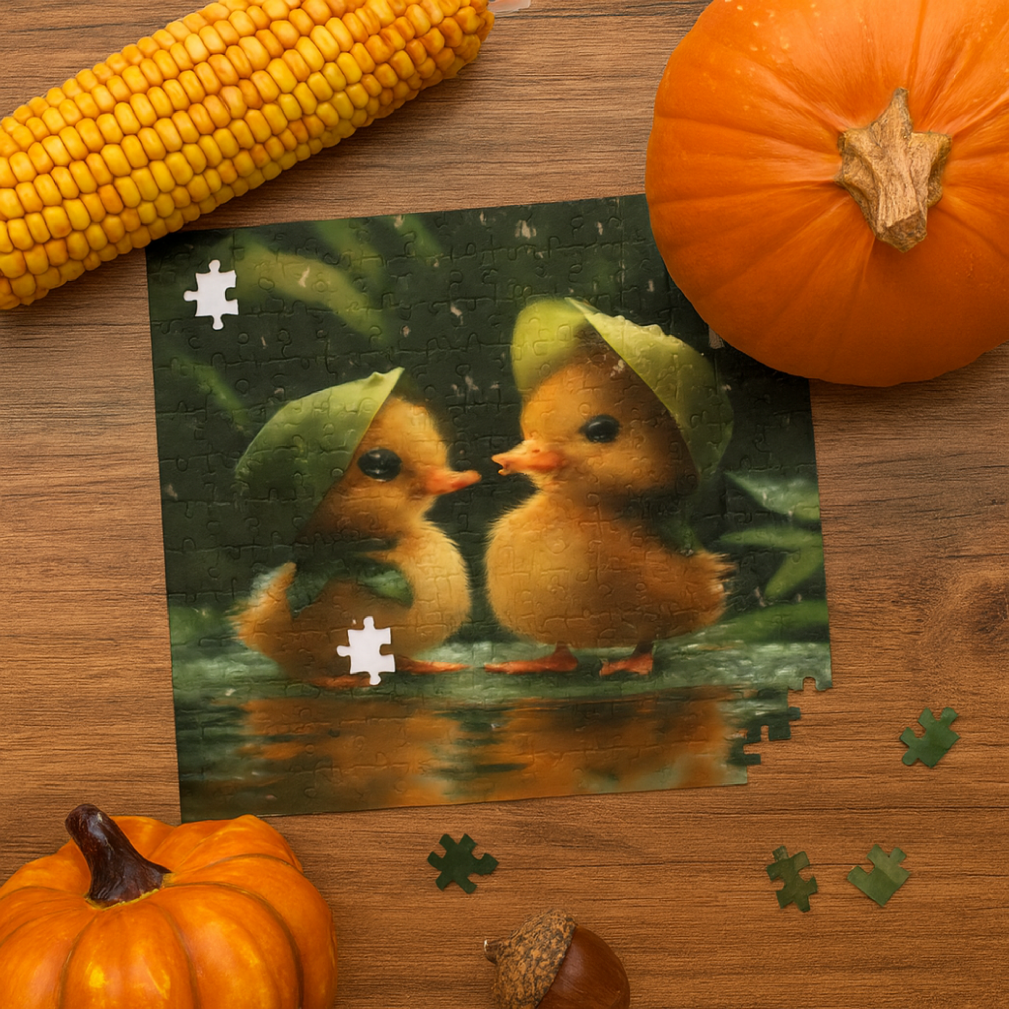 Adorable Ducklings Under Leaf Hats Jigsaw Puzzle 252 Piece Family Puzzle | Cute Animal Puzzle Gift for Kids And Adults | Cozy Holiday Game Night Fun product thumbnail image Adorable Ducklings Under Leaf Hats Jigsaw Puzzle 252 Piece Family Puzzle | Cute Animal Puzzle Gift for Kids And Adults | Cozy Holiday Game Night Fun product thumbnail image
