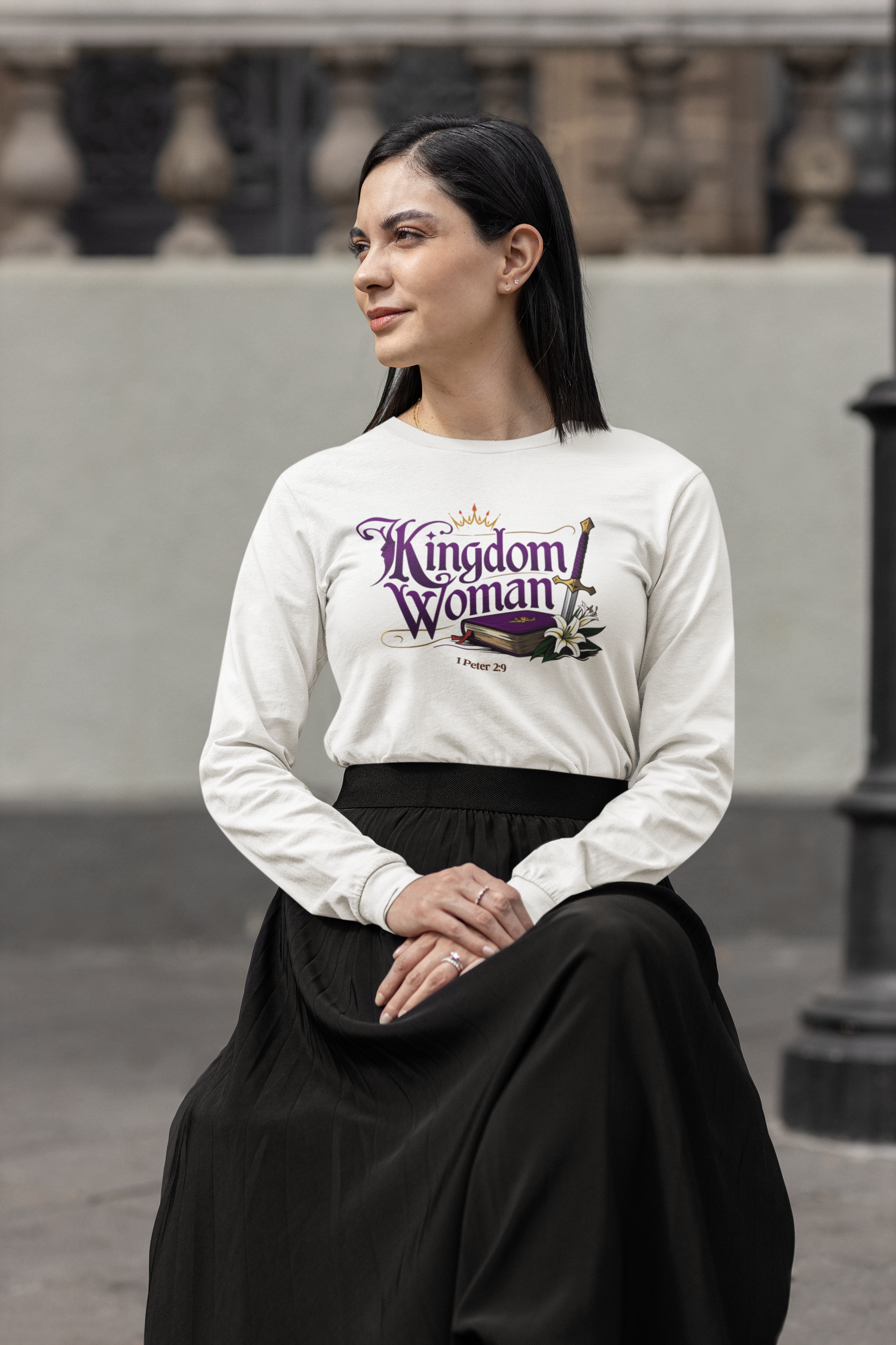 "Kingdom Woman" Faithful Women  Long Sleeve Tee, Inspirational Gift