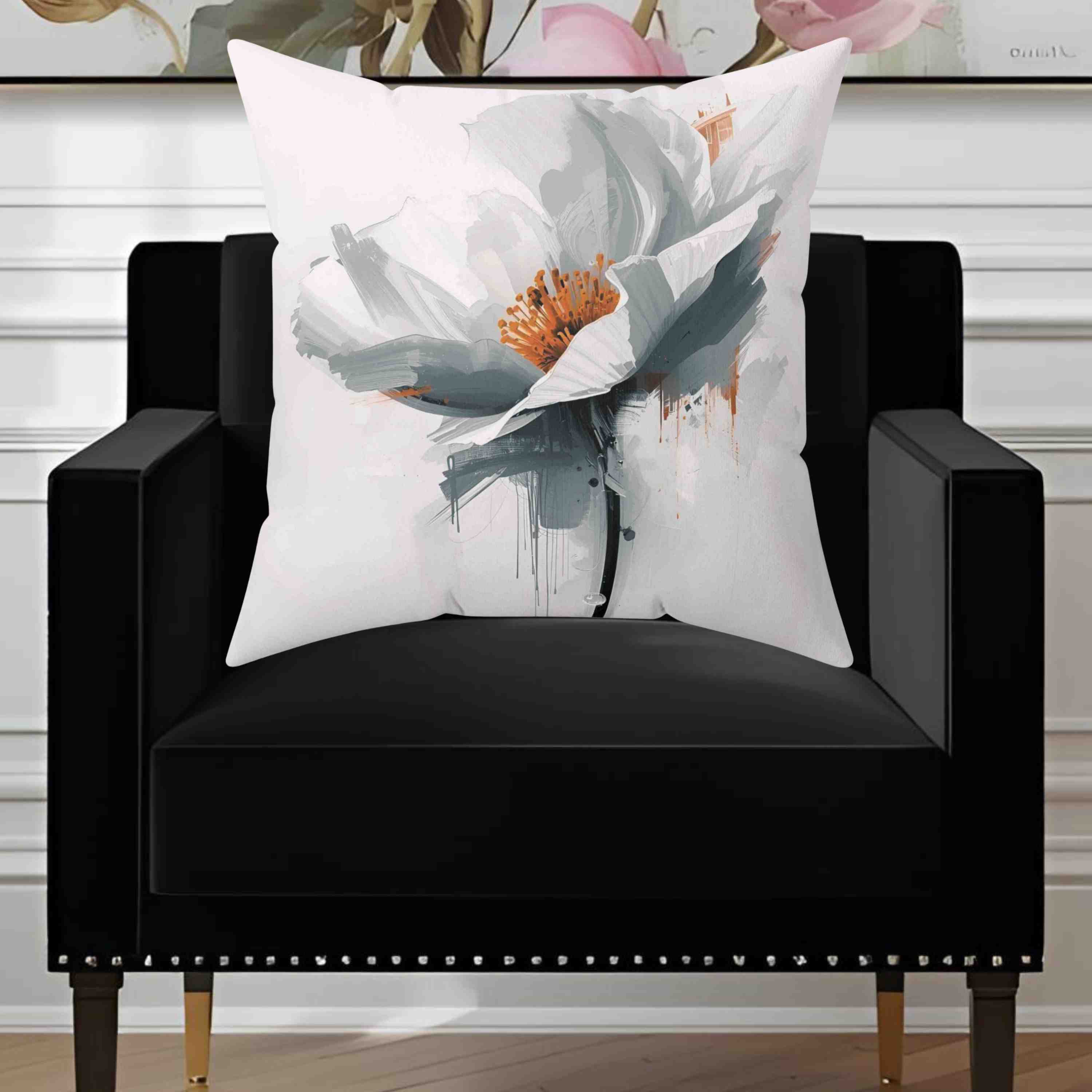 Abstract Floral Decorative Throw Pillow | Modern Home Decor, Couch Cushion, Gift for Her, Spring Accent, Flower Pillow product thumbnail image