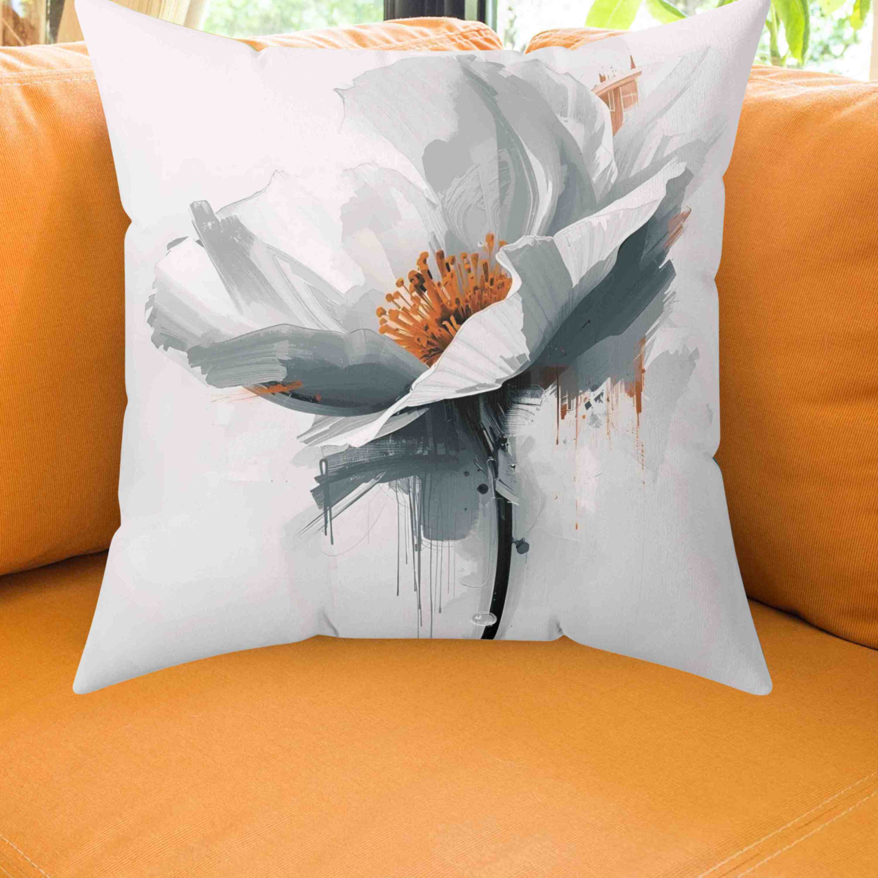 Abstract Floral Decorative Throw Pillow | Modern Home Decor, Couch Cushion, Gift for Her, Spring Accent, Flower Pillow product thumbnail image