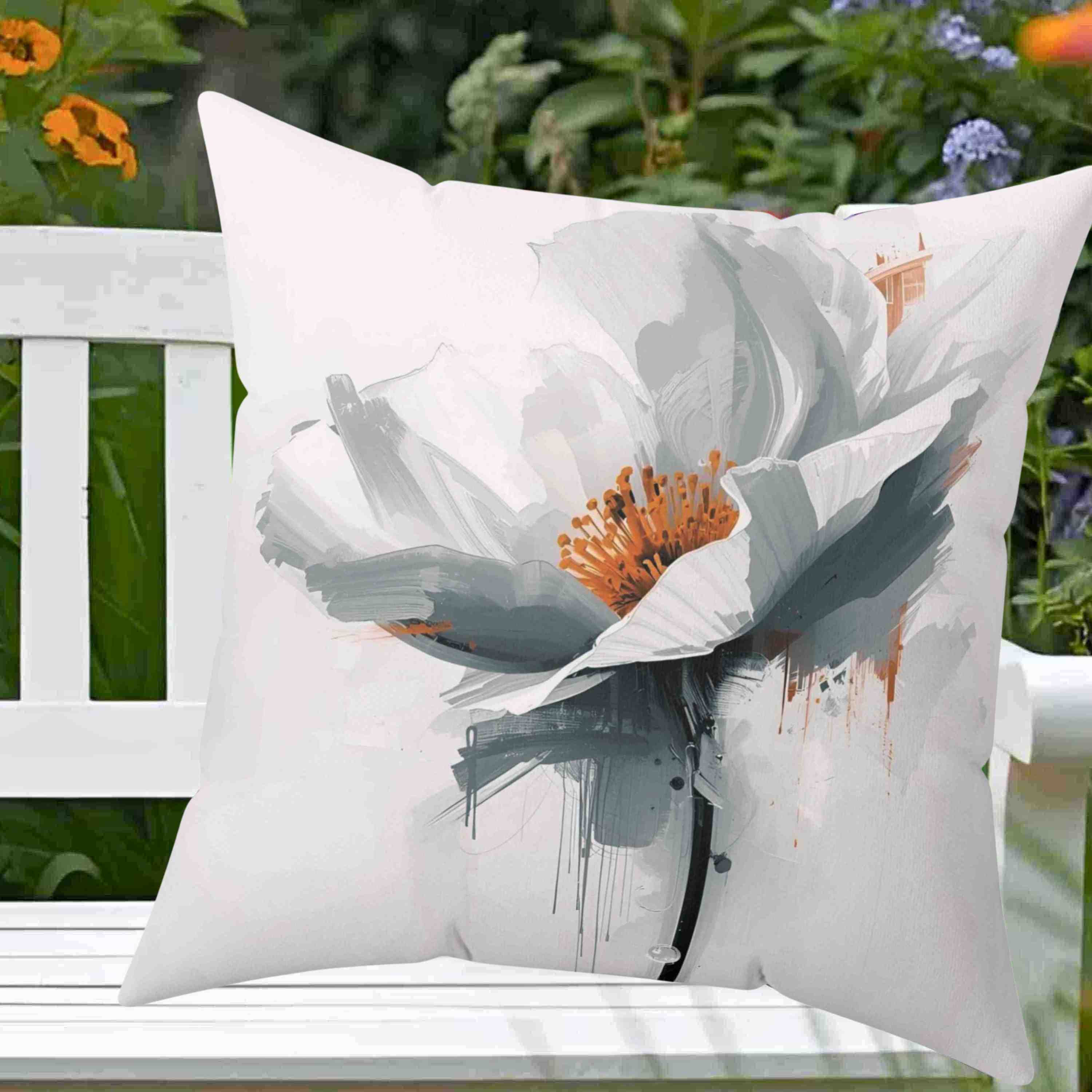 Abstract Floral Decorative Throw Pillow | Modern Home Decor, Couch Cushion, Gift for Her, Spring Accent, Flower Pillow product thumbnail image