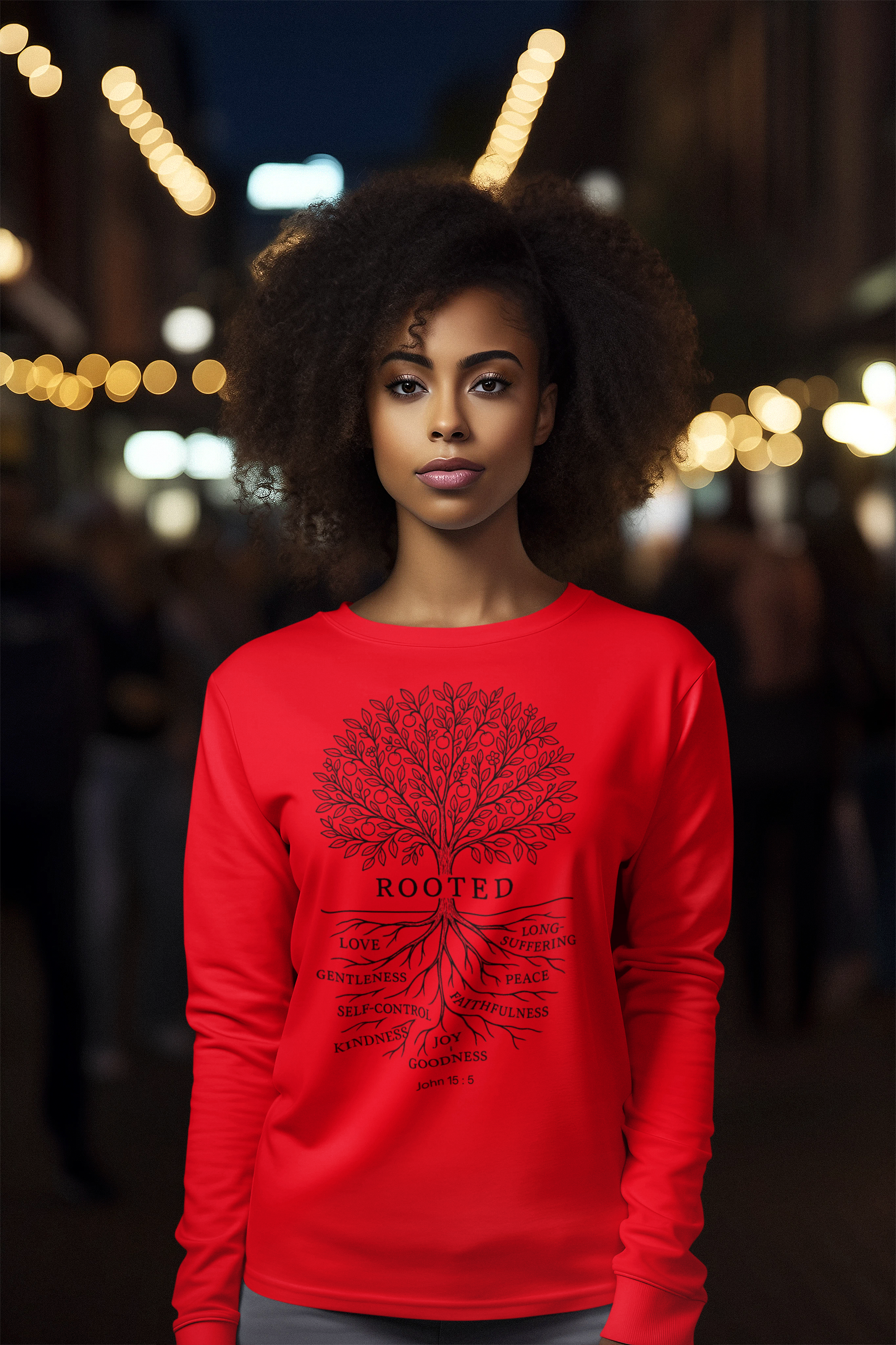 "Rooted" Faith Design Unisex Long Sleeve Tee, Inspirational product thumbnail image "Rooted" Faith Design Unisex Long Sleeve Tee, Inspirational product thumbnail image