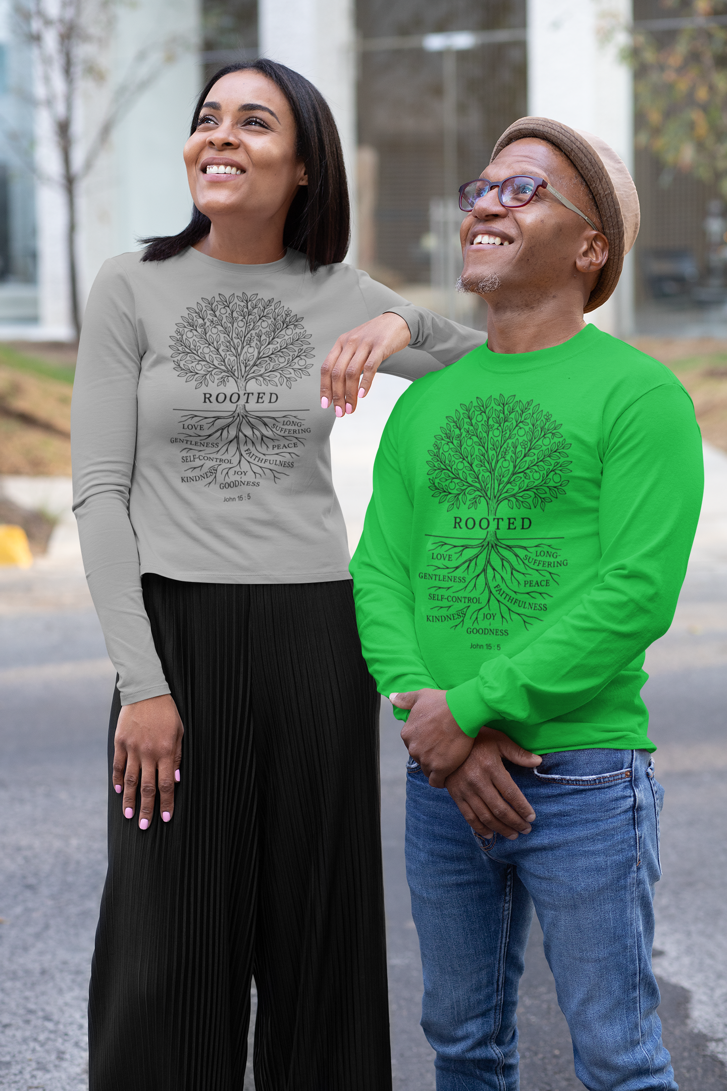 "Rooted"  Faith Design Unisex Long Sleeve Tee, Inspirational