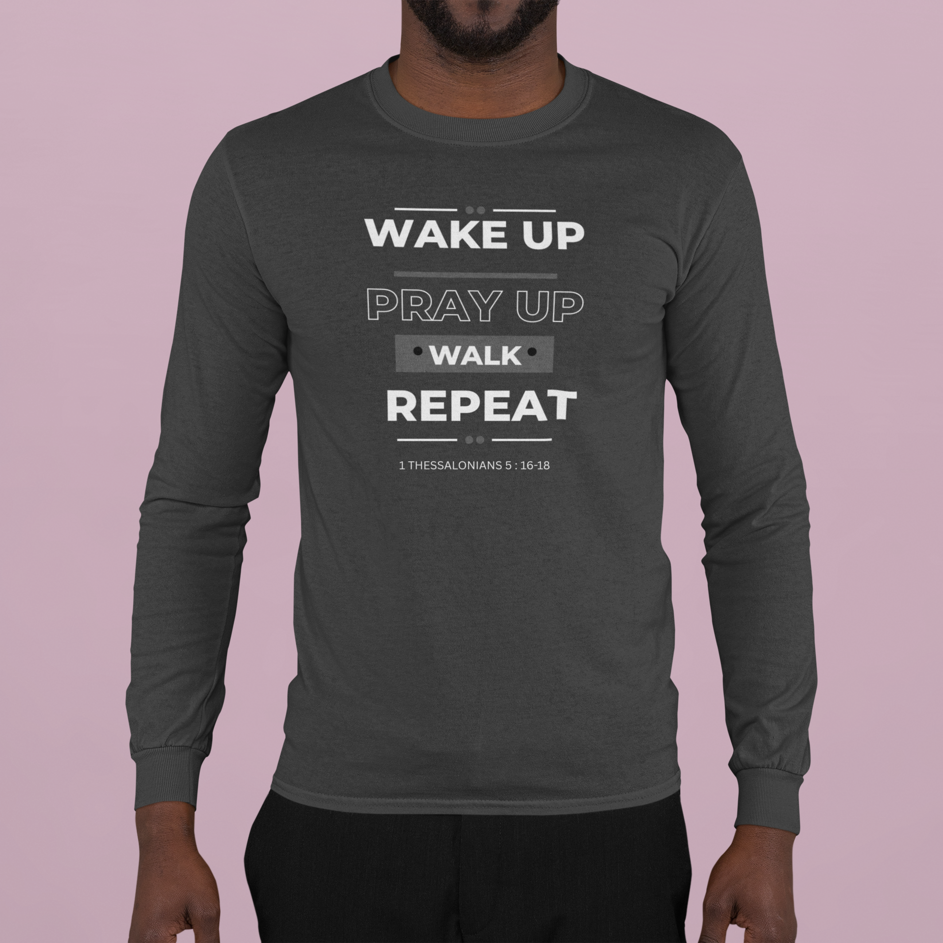 " Wake Up, Pray Up, Walk" Faith Design Inspirational  Long Sleeve Shirt product thumbnail image