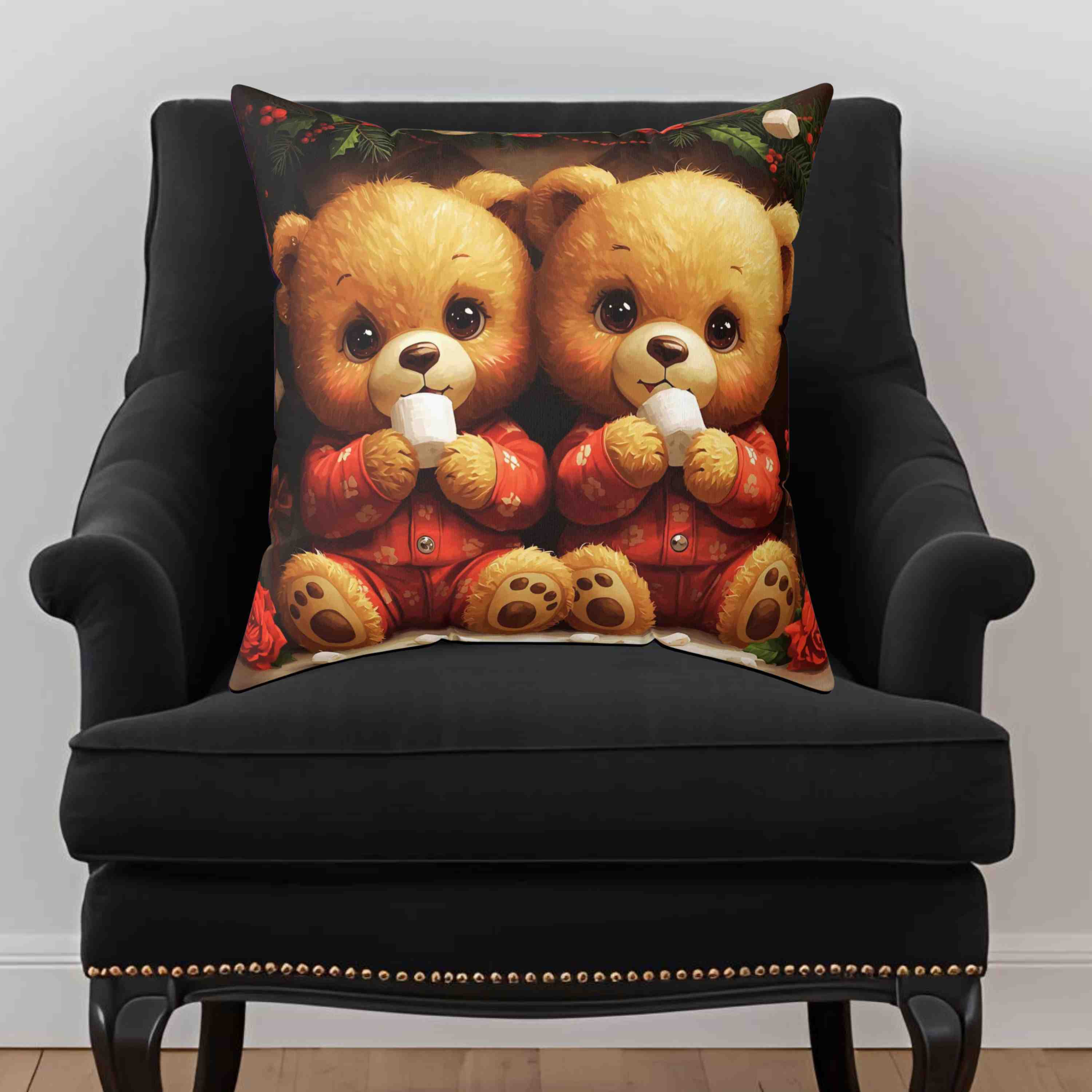 Tebby Bears in Pj's, Cozy Holiday Pillow, Decorative Cushion, Christmas Home Decor, Festive Throw Pillow, Gift for Kids and Family product thumbnail image Tebby Bears in Pj's, Cozy Holiday Pillow, Decorative Cushion, Christmas Home Decor, Festive Throw Pillow, Gift for Kids and Family product thumbnail image