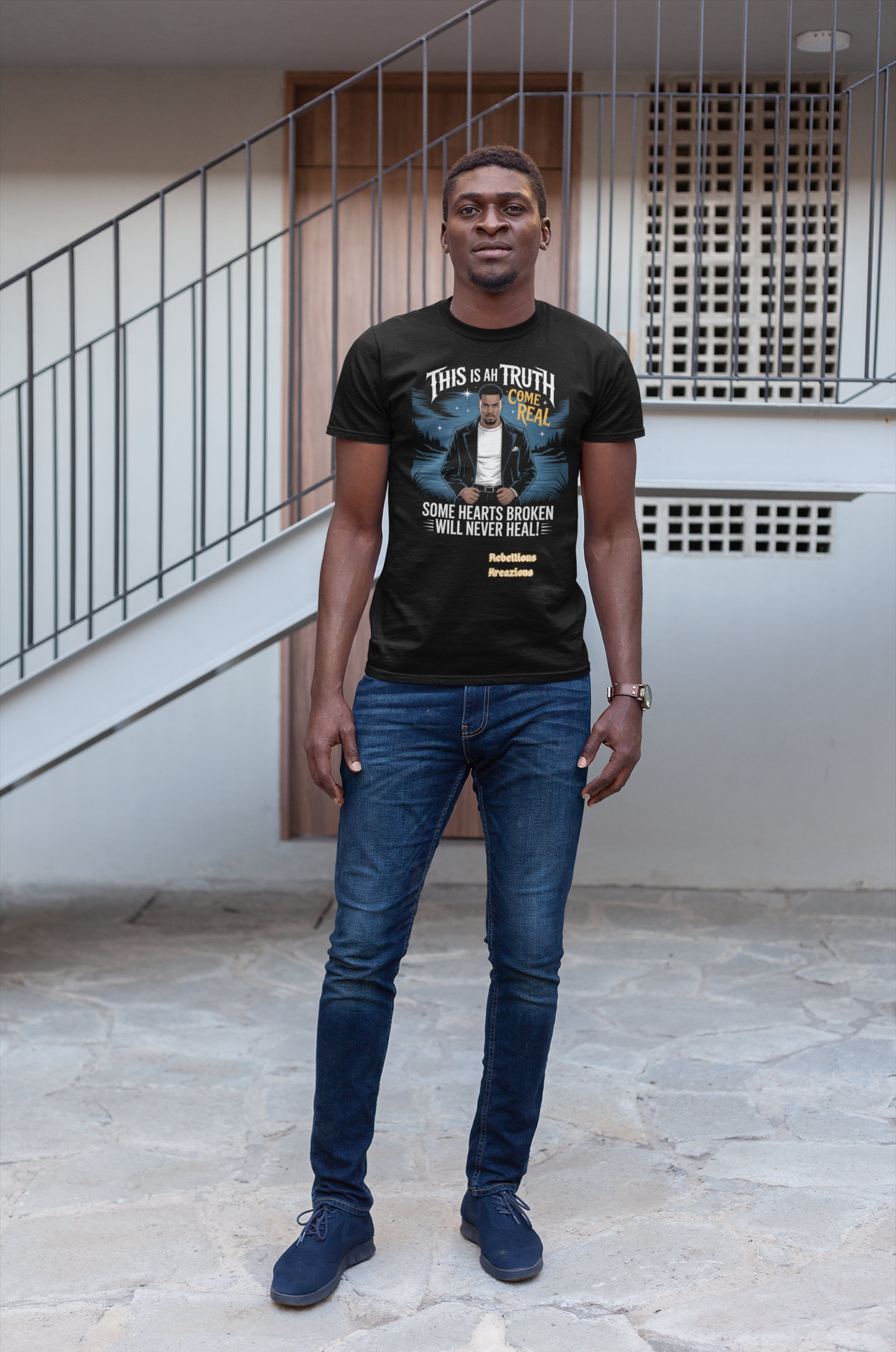 Heartfelt Truth Tee: a. (male) This Is Ah Truth Come Real Some Hearts Broken Will Never Heal!