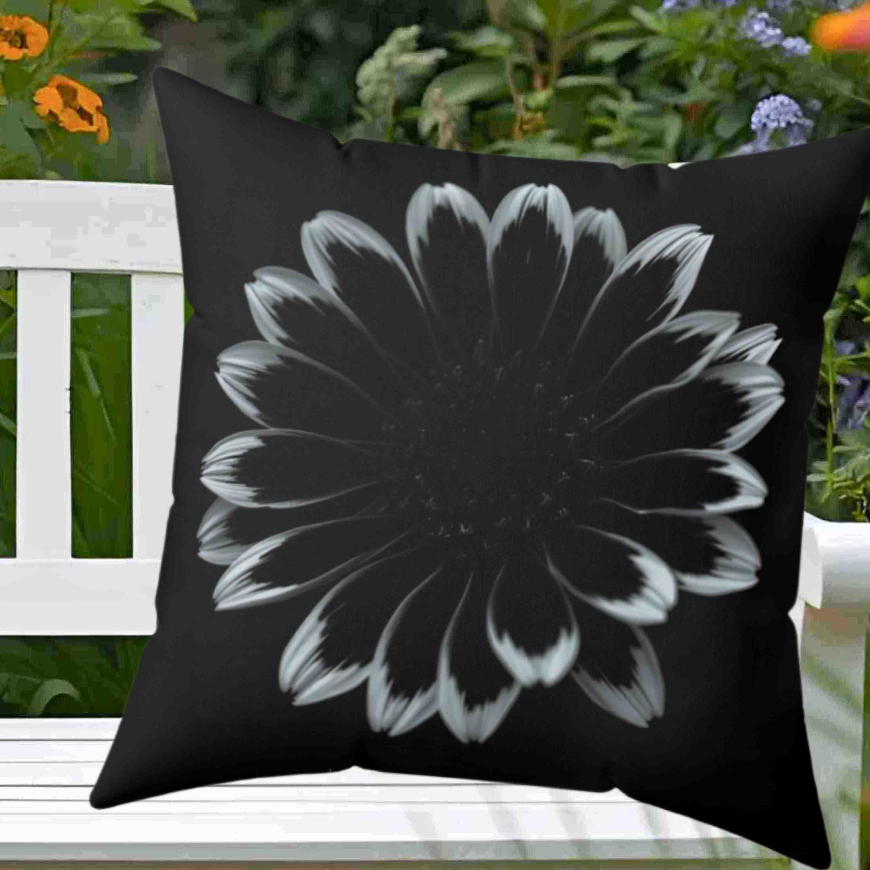 Black Floral Decorative Pillow - Modern Home Accent, Cozy Living Room Cushion, Unique Gift Idea, Seasonal Decor, Floral Design product thumbnail image
