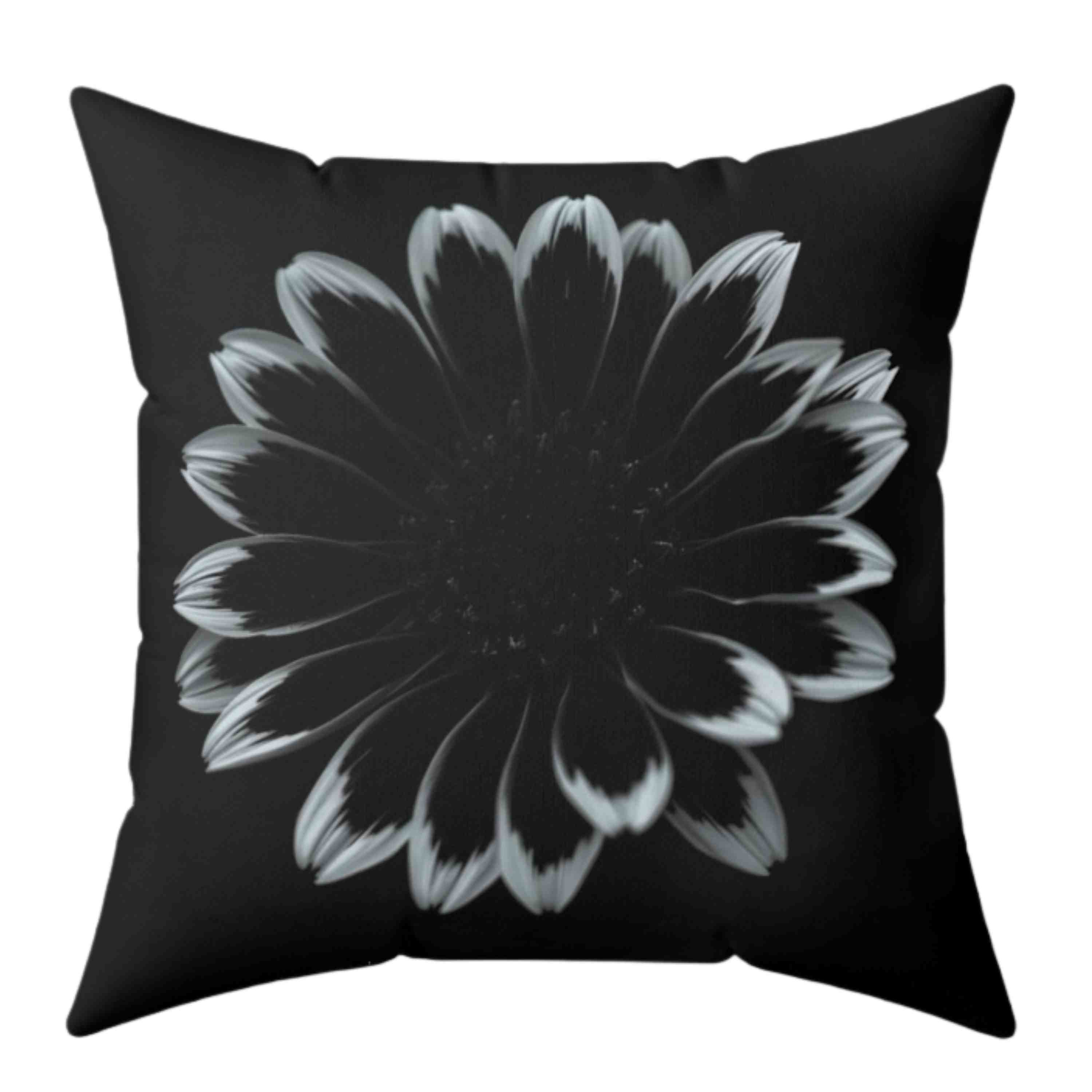 Black Floral Decorative Pillow - Modern Home Accent, Cozy Living Room Cushion, Unique Gift Idea, Seasonal Decor, Floral Design product thumbnail image