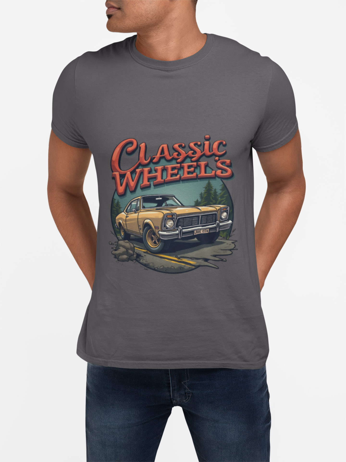 Heavy Cotton 'Classic Wheels' Unisex Vintage Car Graphic T-Shirt. product thumbnail image Heavy Cotton 'Classic Wheels' Unisex Vintage Car Graphic T-Shirt. product thumbnail image