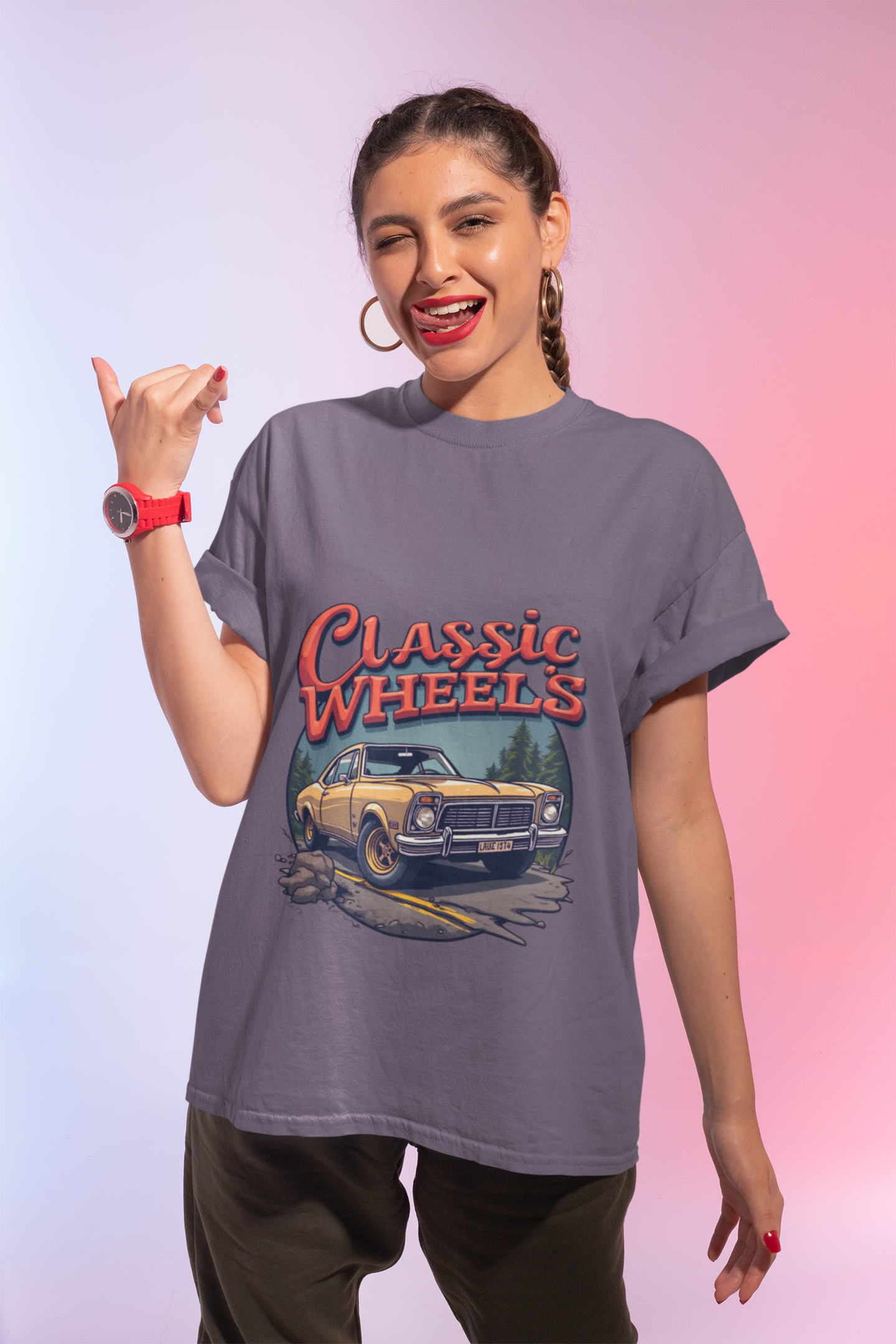 Heavy Cotton 'Classic Wheels' Unisex Vintage Car Graphic T-Shirt. product thumbnail image Heavy Cotton 'Classic Wheels' Unisex Vintage Car Graphic T-Shirt. product thumbnail image