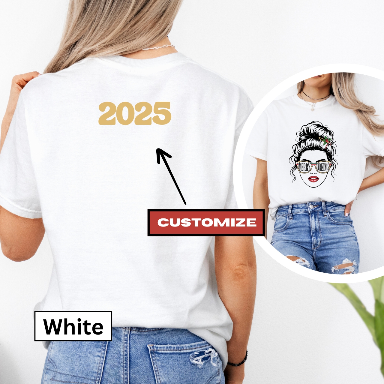 Festive Holiday T-Shirt with Fun Graphic, Merry &amp; Bright, Christmas Gift, Casual Wear, Summer Style, Winter Holiday Outfit product thumbnail image