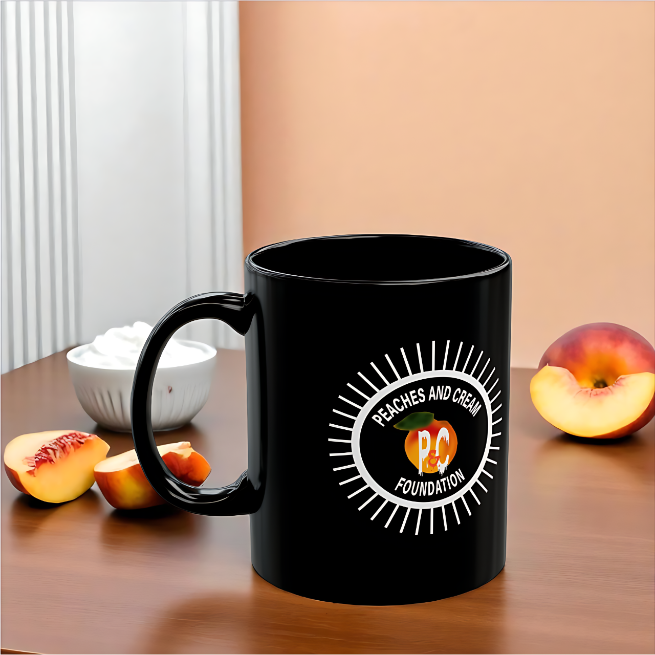 Peaches and Cream (PNCF) Designed 11oz Black Mug Peaches and Cream (PNCF) Designed 11oz Black Mug