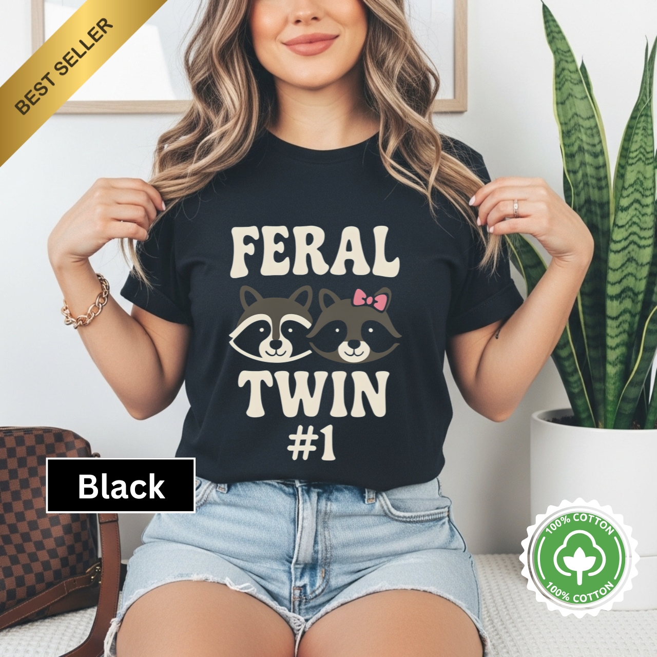 Feral Twin T-Shirt, Cute Raccoon Print Shirt, Unisex Graphic Tee, Personalized Gift, Animal Lover's Apparel, Cool Casual Wear