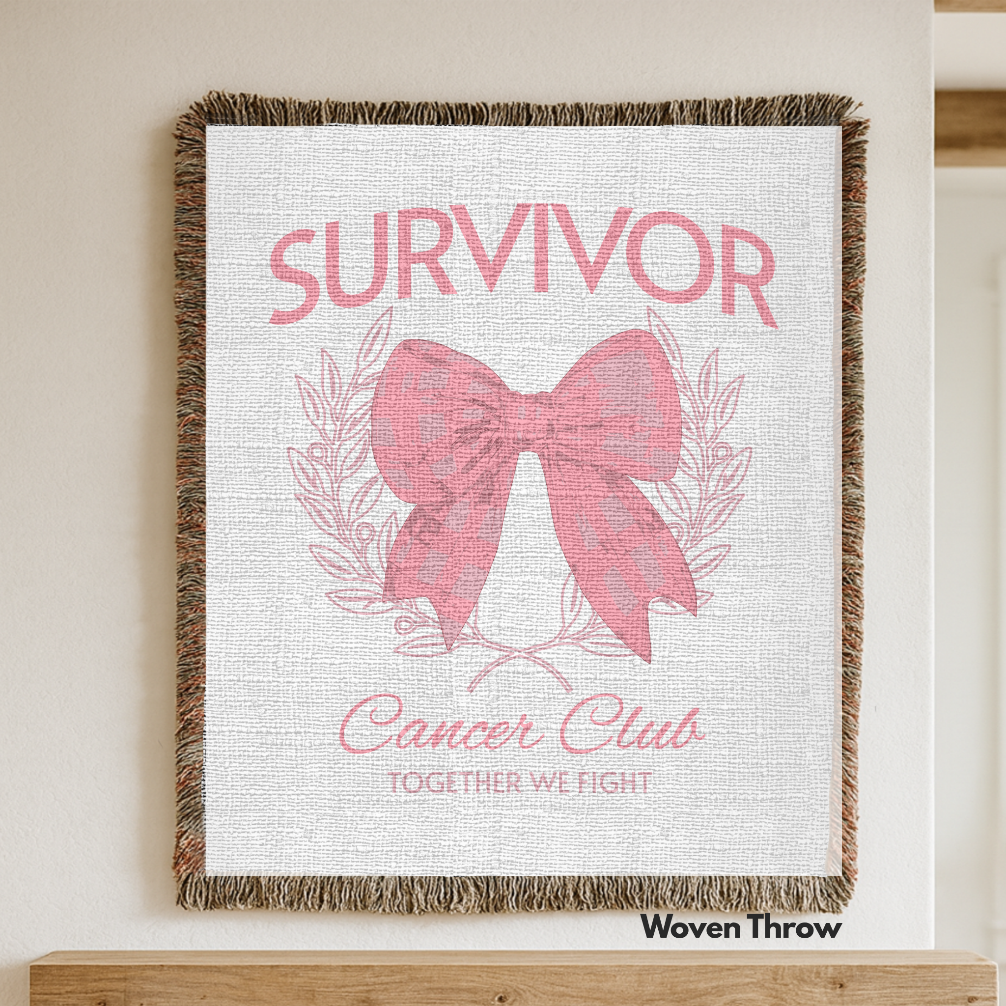 Pink Ribbon: Survivor Breast Cancer Throw Blanket