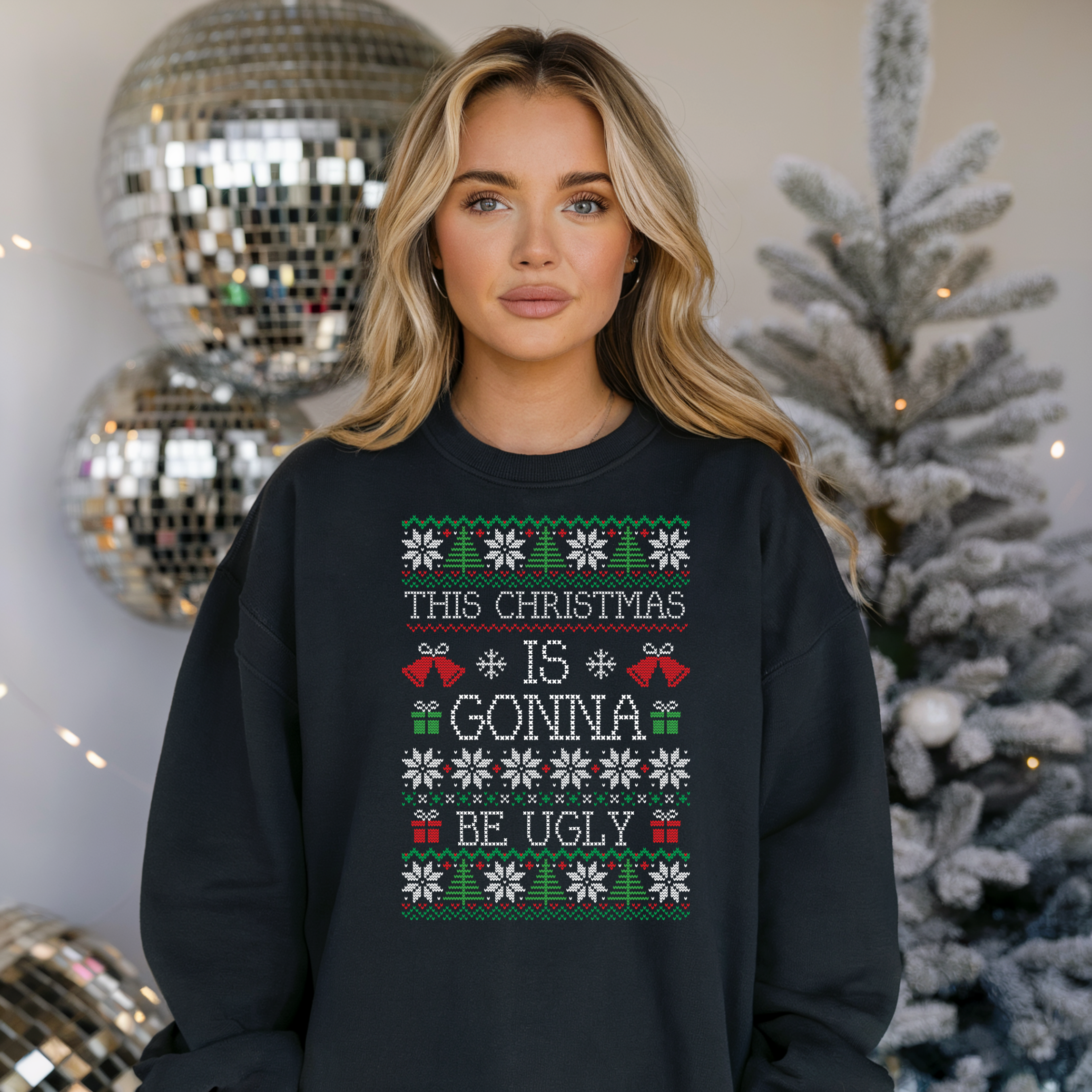 Funny Christmas Ugly Sweater Sweatshirt Unisex Crewneck product thumbnail image Funny Christmas Ugly Sweater Sweatshirt Unisex Crewneck product thumbnail image