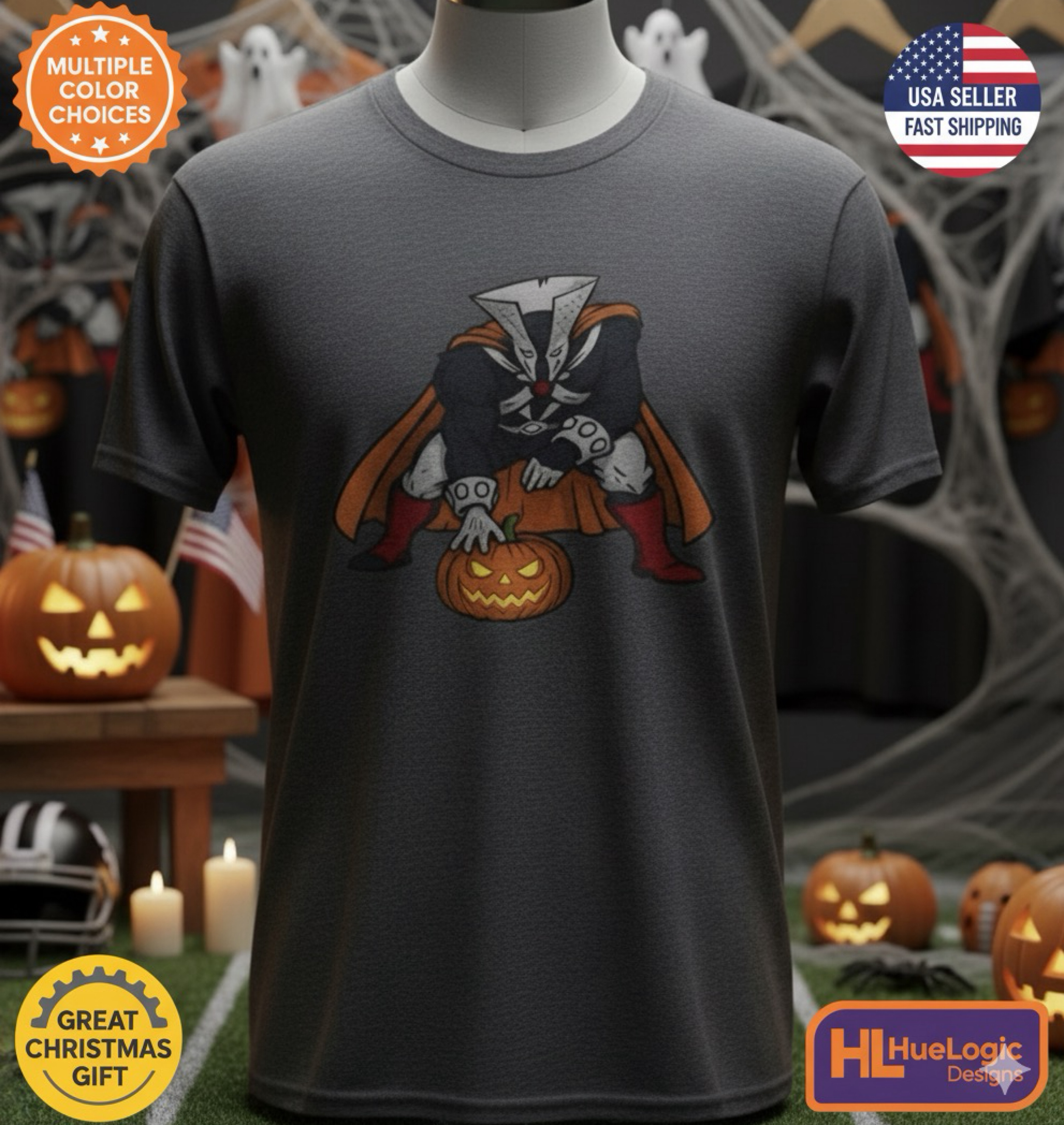 Pat Patriot Headless Horseman Football Pumpkin Halloween Shirt product thumbnail image Pat Patriot Headless Horseman Football Pumpkin Halloween Shirt product thumbnail image