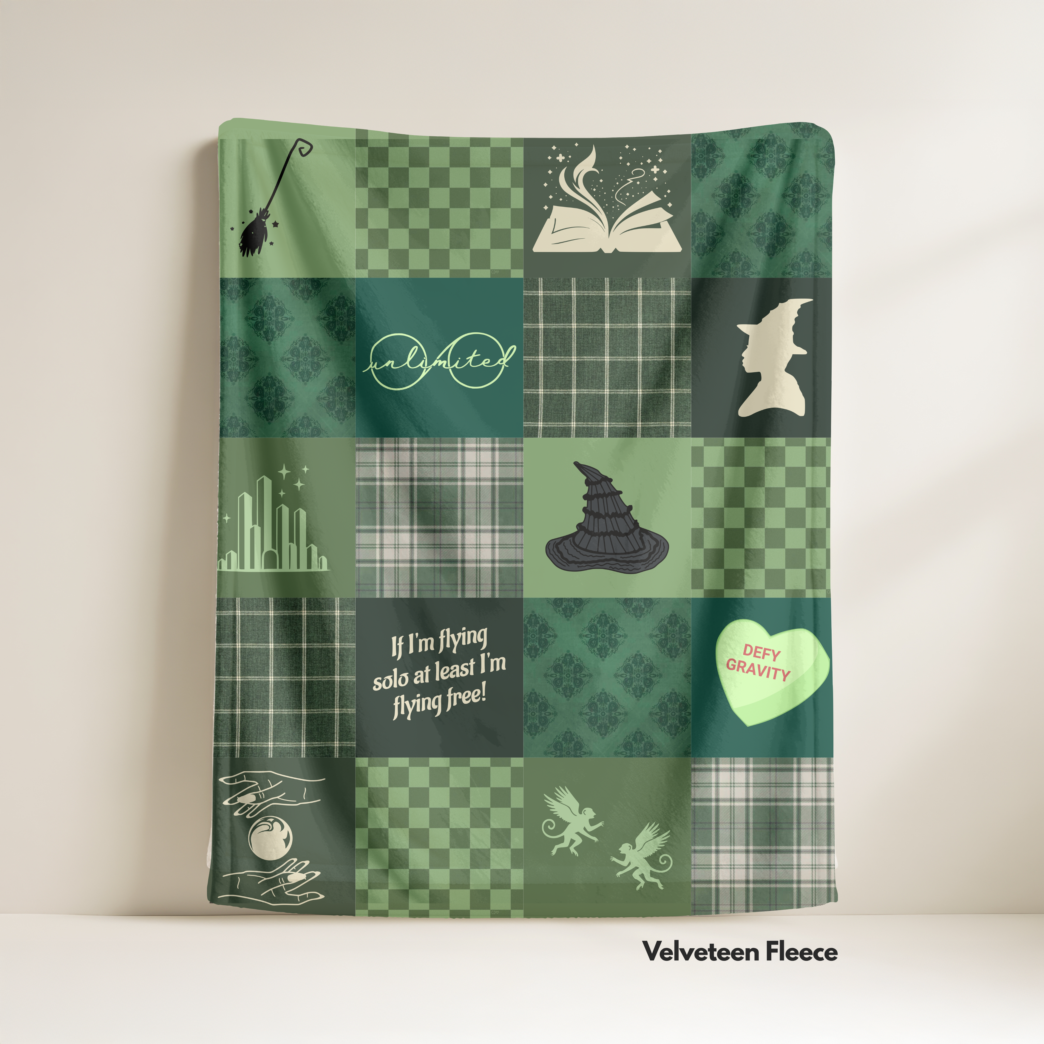 Elphaba: Wicked-Inspired Velveteen Fleece Blanket