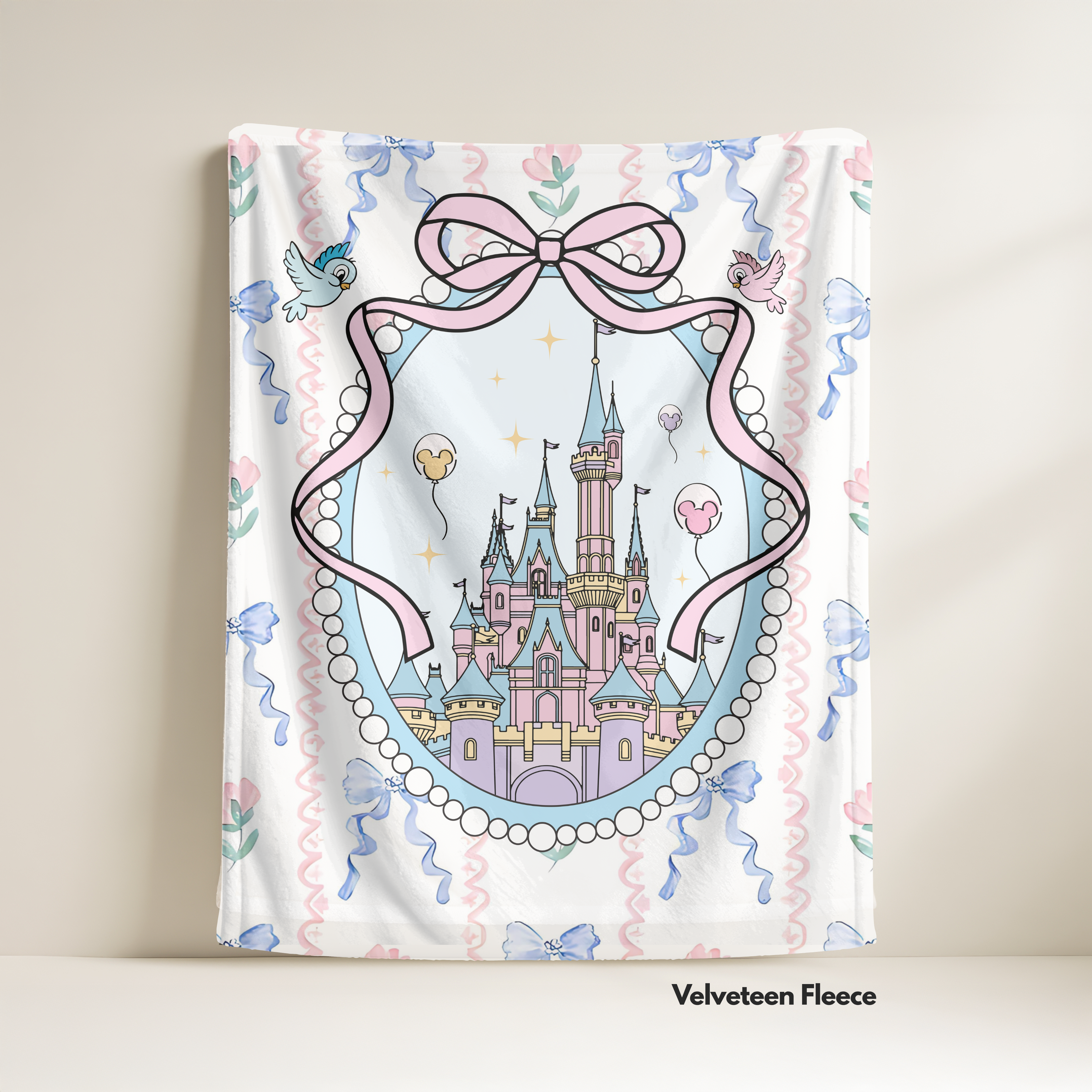 Happiest Place on Earth Castle Velveteen Fleece Throw Blanket