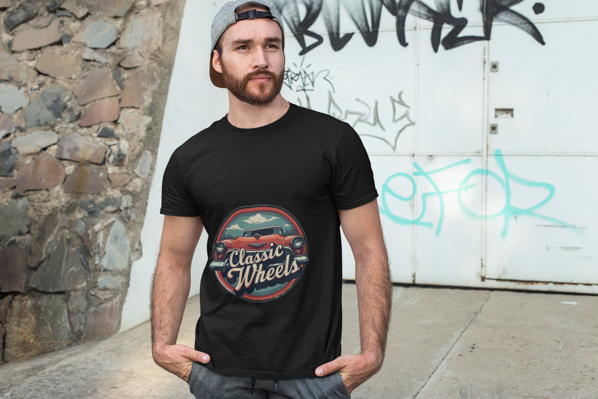 Men's 'Classic Wheels' Vintage Car T-Shirt product thumbnail image Men's 'Classic Wheels' Vintage Car T-Shirt product thumbnail image