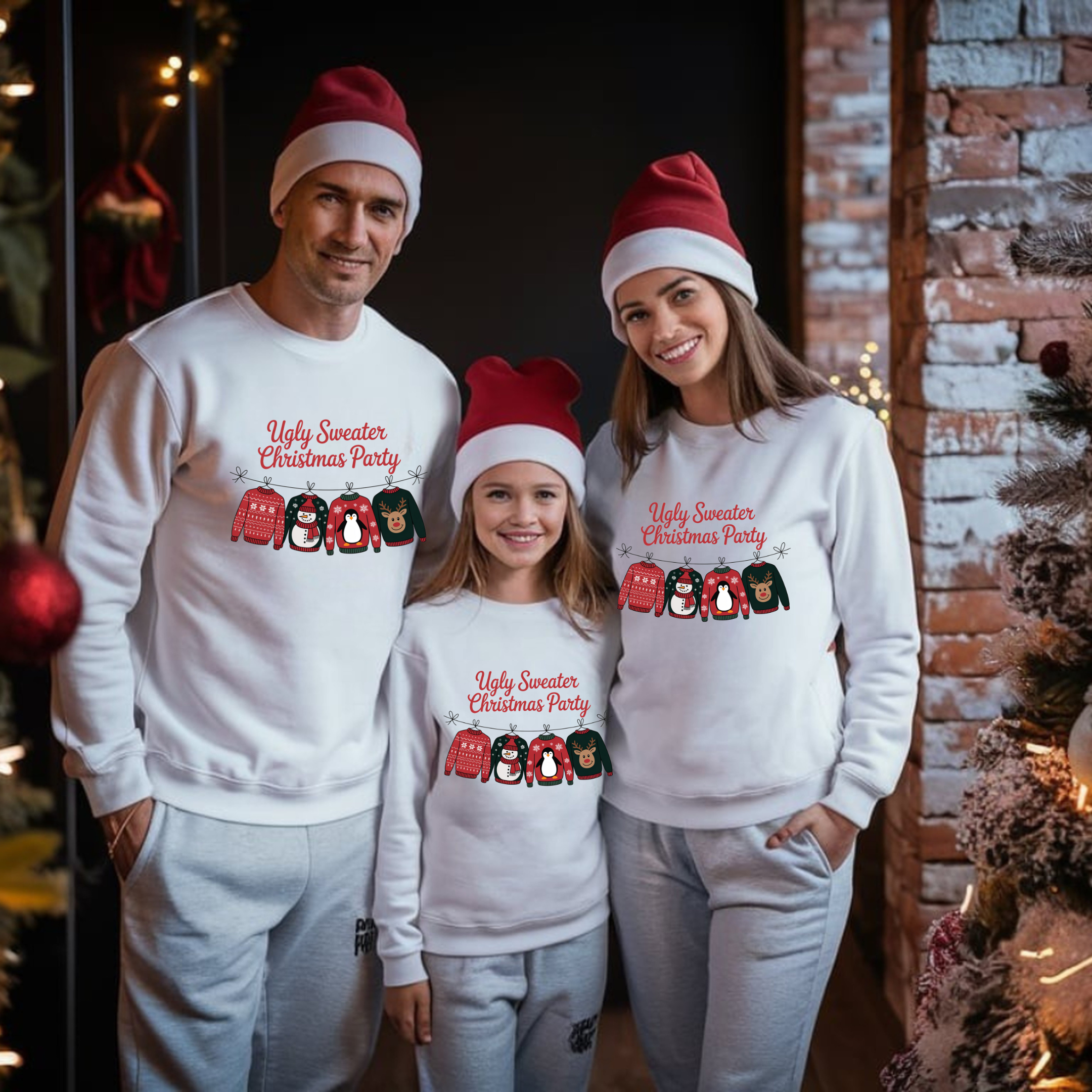 Ugly Sweater Christmas Party Unisex Crewneck Sweatshirt product thumbnail image Ugly Sweater Christmas Party Unisex Crewneck Sweatshirt product thumbnail image