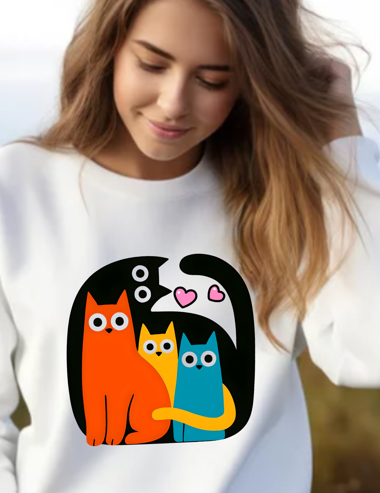 Colorful Cat Lovers Artsy Sweatshirt product thumbnail image