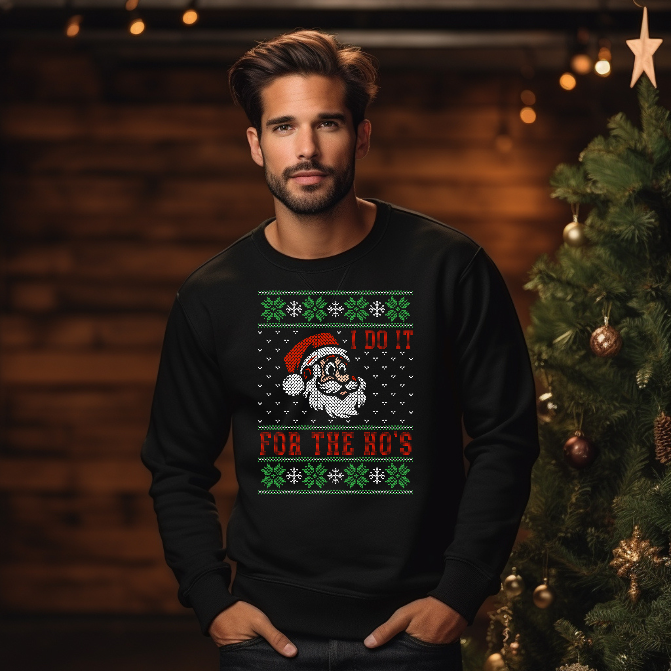 I Do It For the Ho's Funny Christmas Ugly Sweater Unisex Crewneck Sweatshirt I Do It For the Ho's Funny Christmas Ugly Sweater Unisex Crewneck Sweatshirt