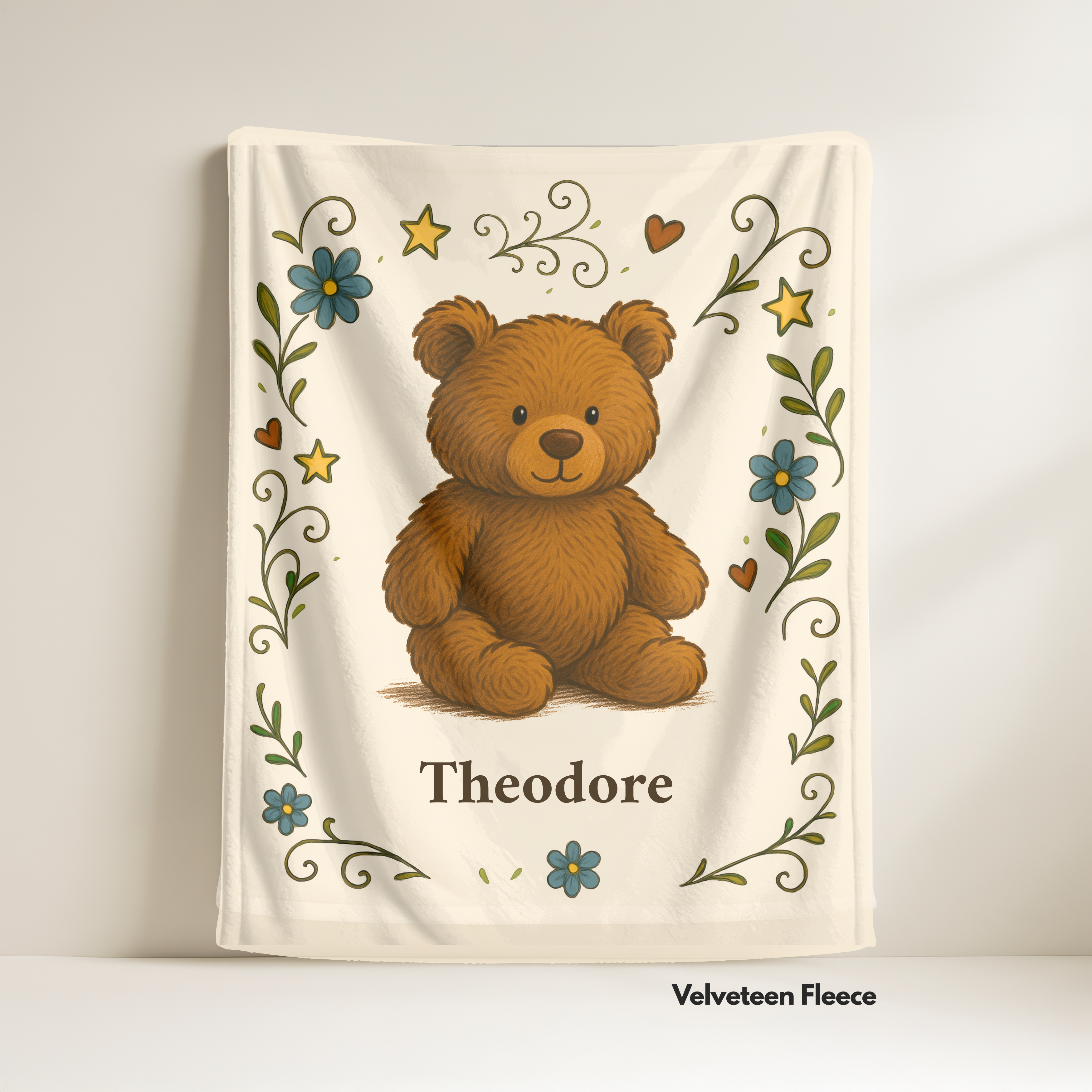 Personalized Whimsical Teddy Bear Fleece Blanket: Velveteen Fleece Blanket