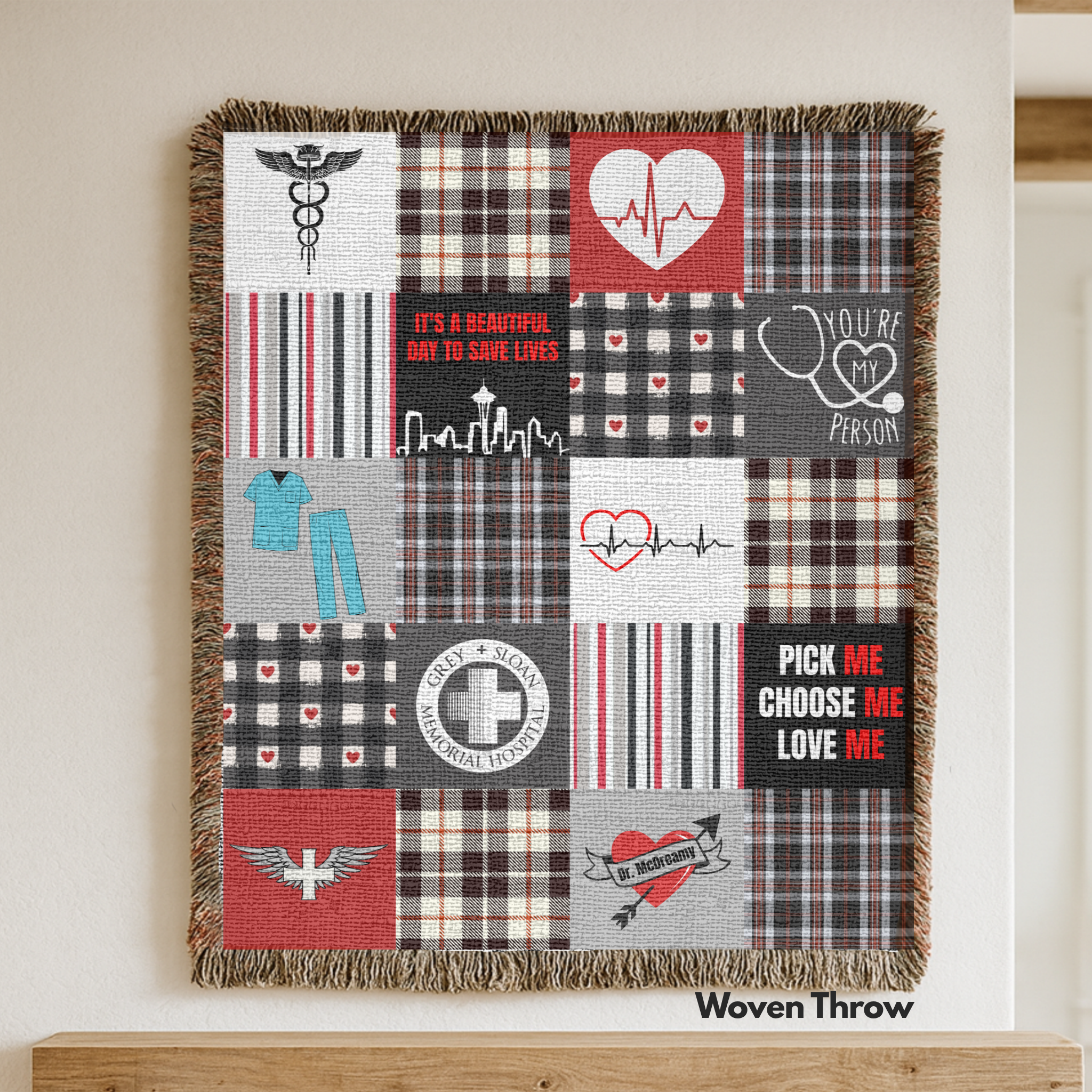 Grey's Inspired Woven Throw Blanket