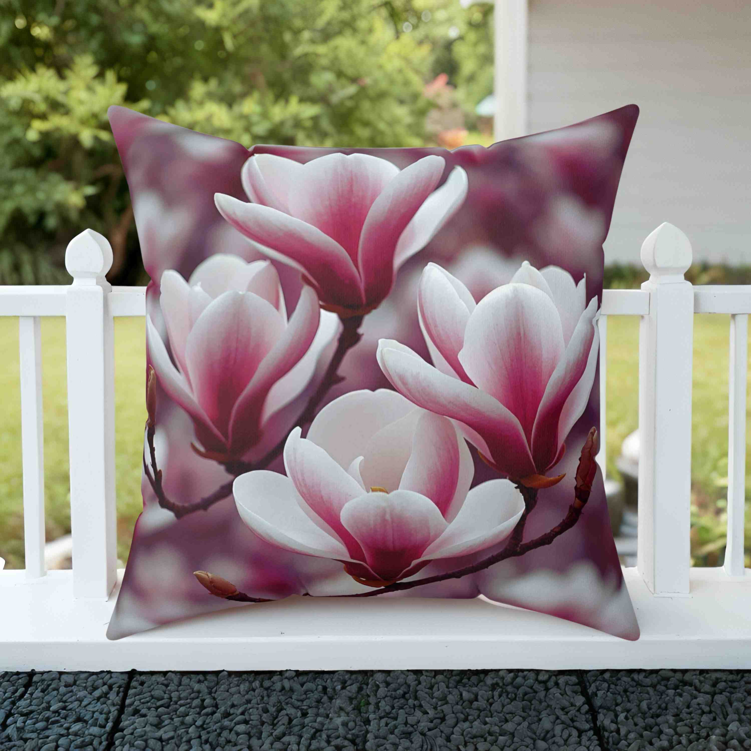 Magnolia Beauty Floral Square Pillow, Decorative Home Cushion, Cozy Pillow for Living Room, Gift for Flower Lovers, Spring Home Decor product thumbnail image