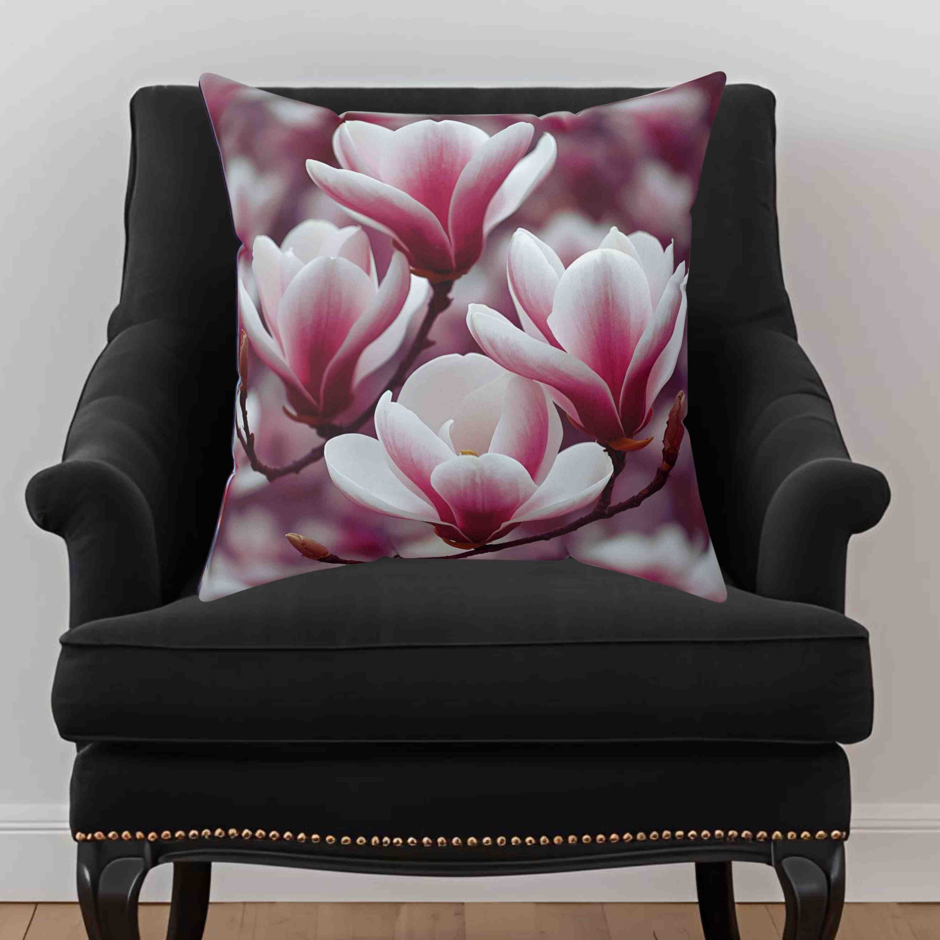 Magnolia Beauty Floral Square Pillow, Decorative Home Cushion, Cozy Pillow for Living Room, Gift for Flower Lovers, Spring Home Decor product thumbnail image