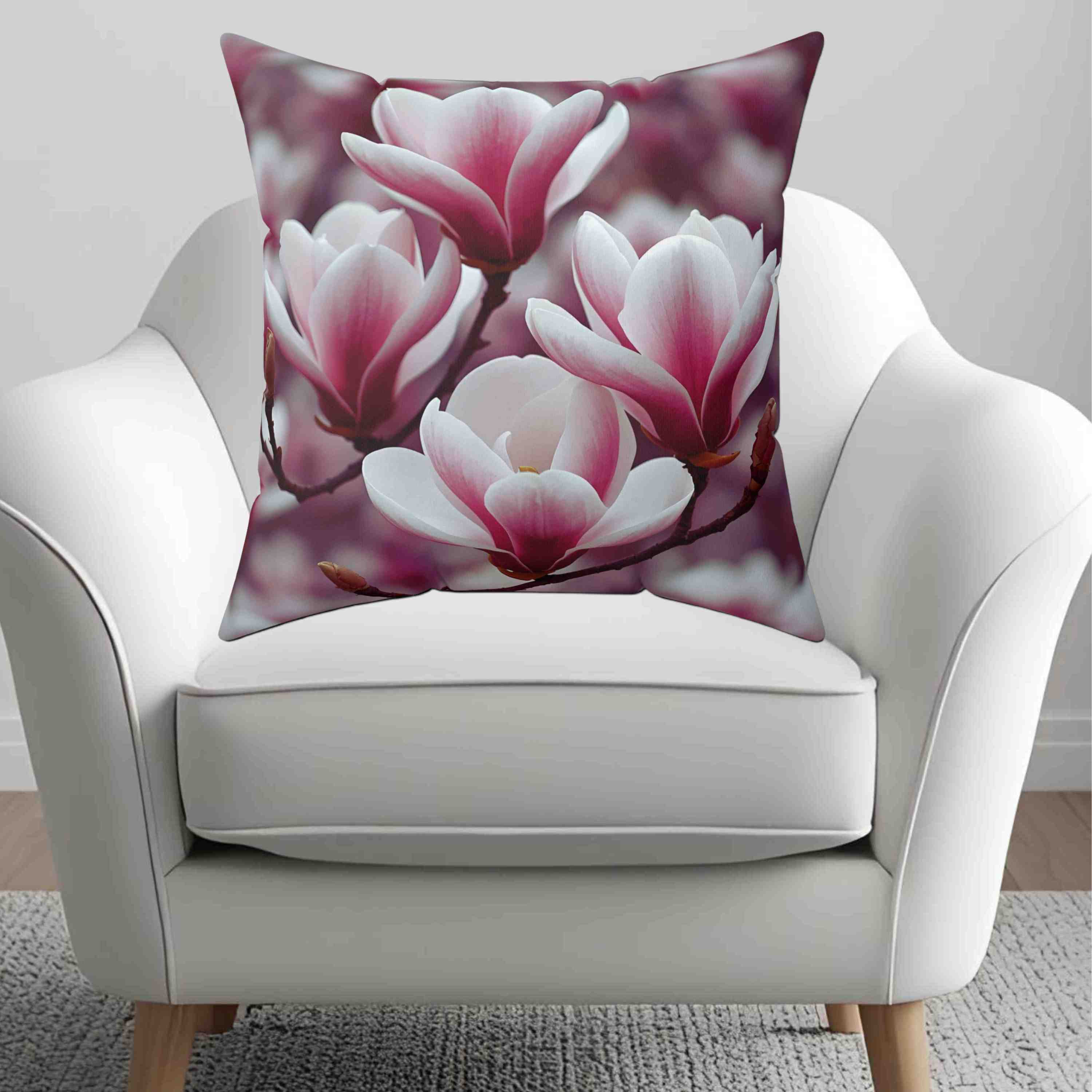 Magnolia Beauty Floral Square Pillow, Decorative Home Cushion, Cozy Pillow for Living Room, Gift for Flower Lovers, Spring Home Decor product thumbnail image