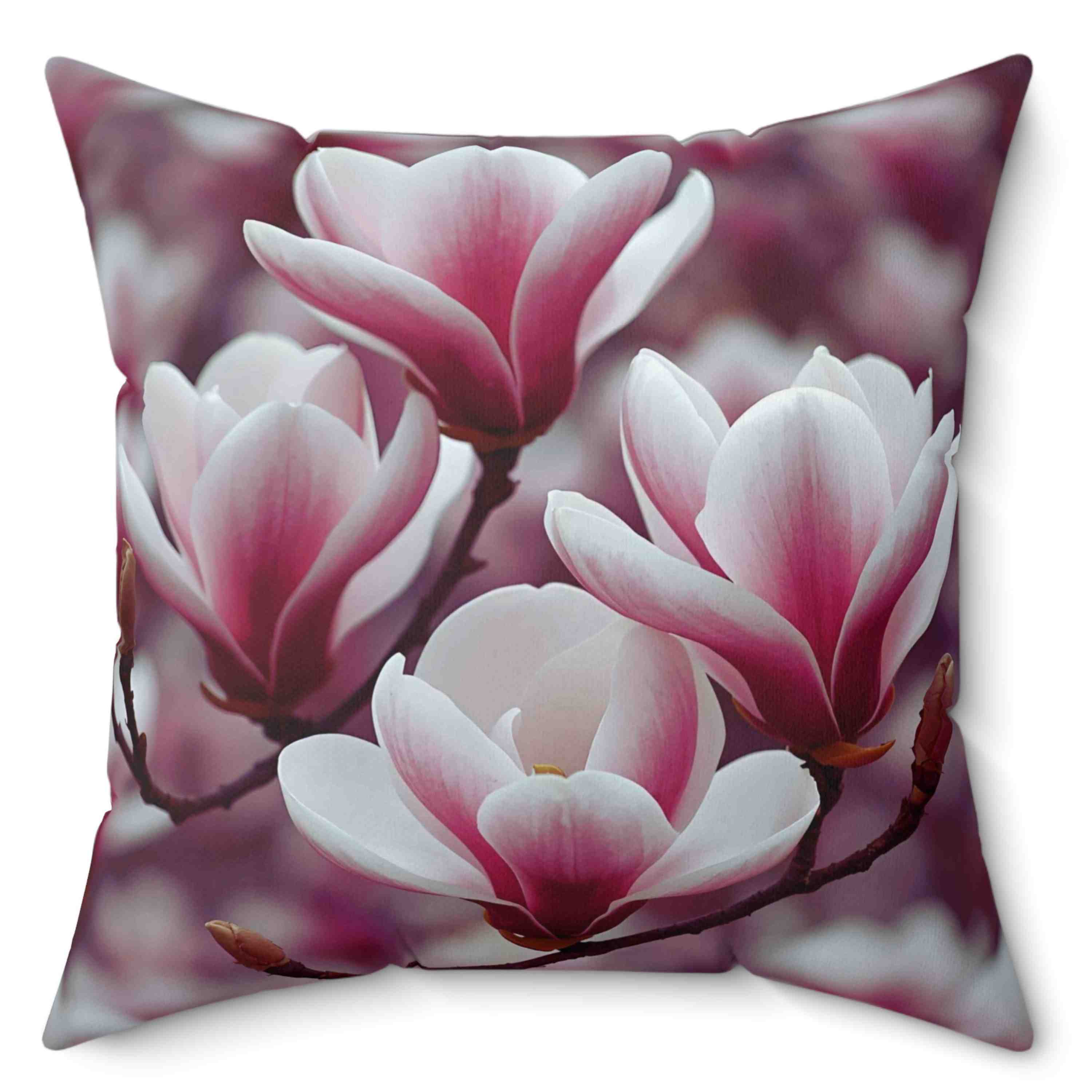 Magnolia Beauty Floral Square Pillow, Decorative Home Cushion, Cozy Pillow for Living Room, Gift for Flower Lovers, Spring Home Decor product thumbnail image