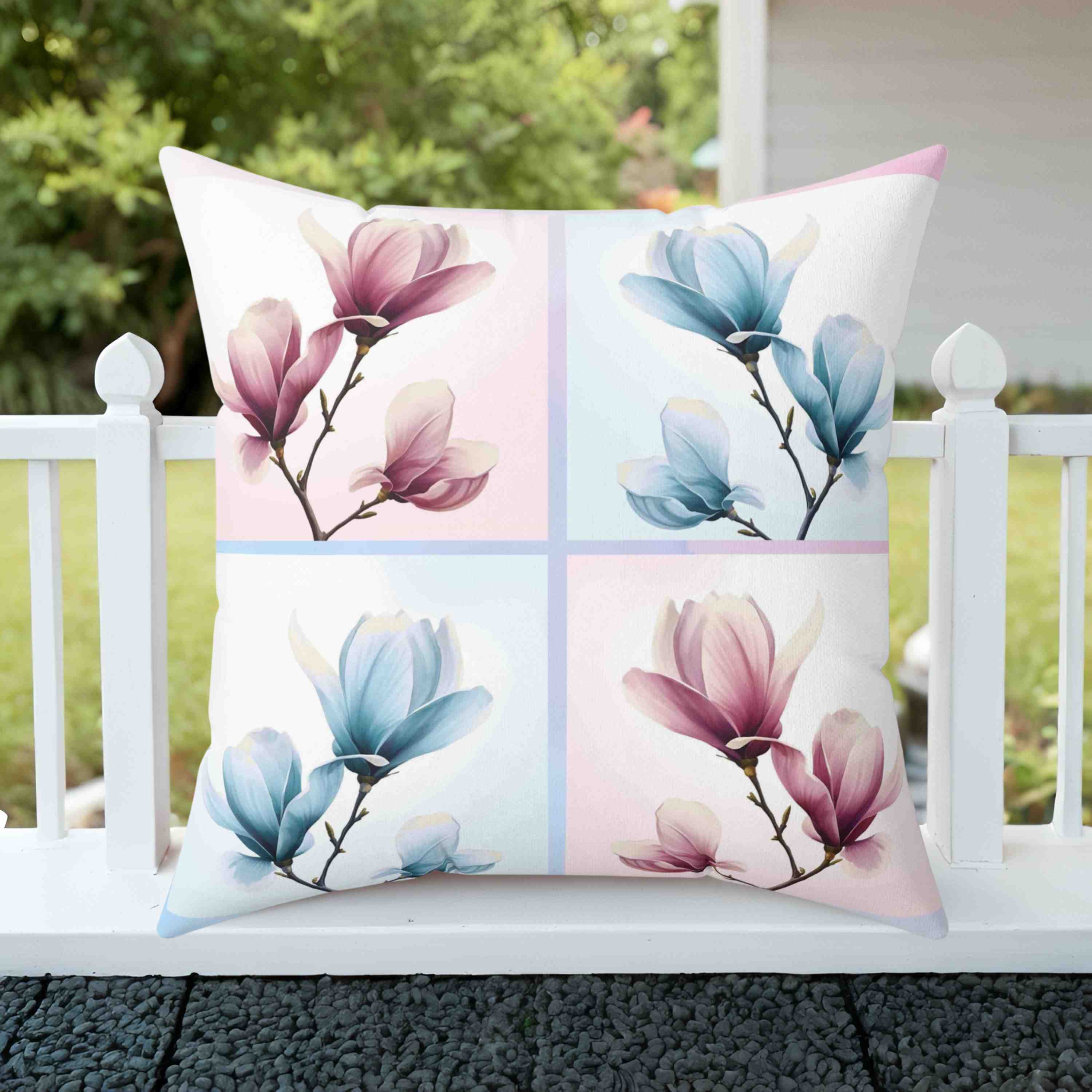 Magnolias Floral Square Pillow - Cozy Decorative Cushion for Home Decor, Living Room, Bedroom, Housewarming Gift, Spring Decor product thumbnail image