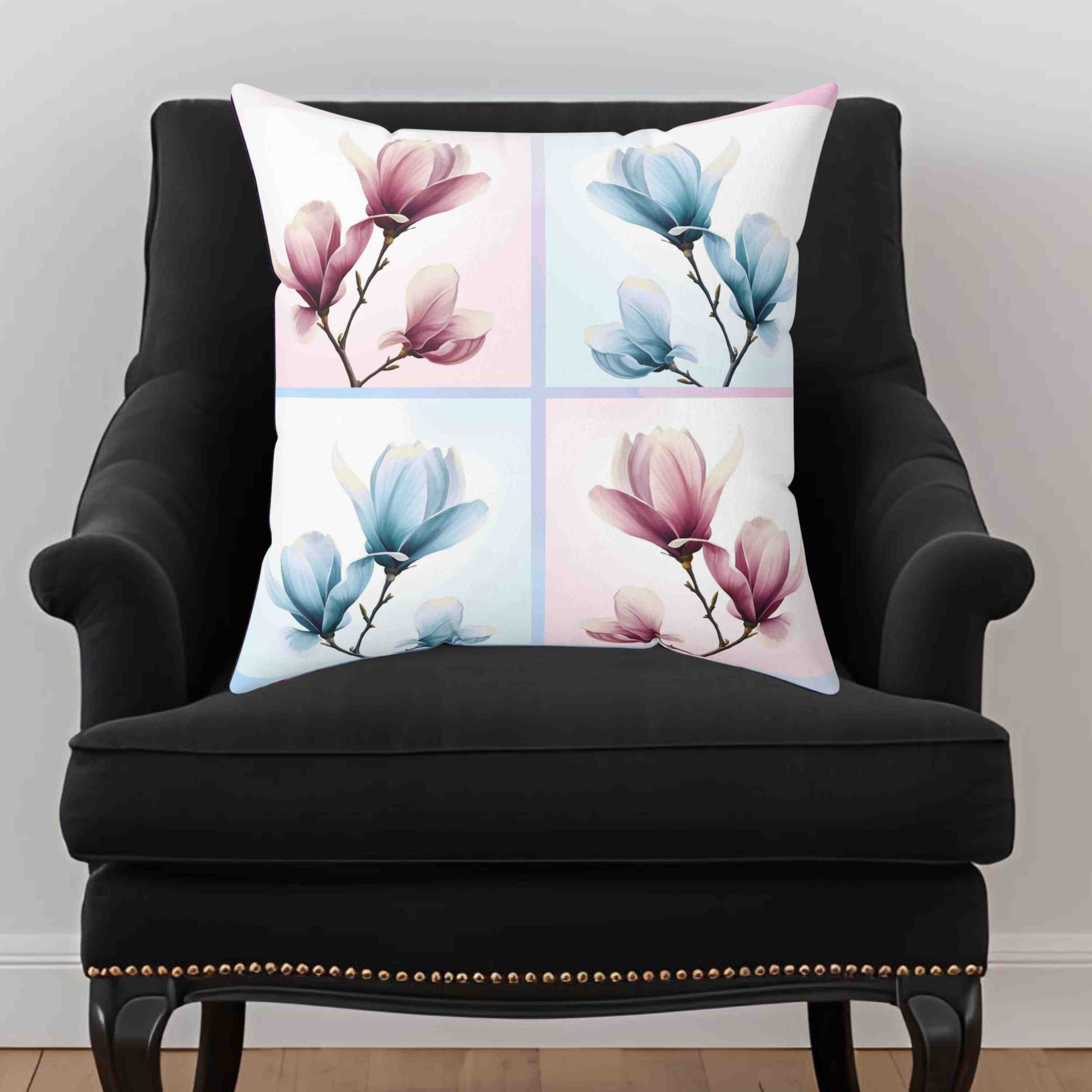Magnolias Floral Square Pillow - Cozy Decorative Cushion for Home Decor, Living Room, Bedroom, Housewarming Gift, Spring Decor product thumbnail image