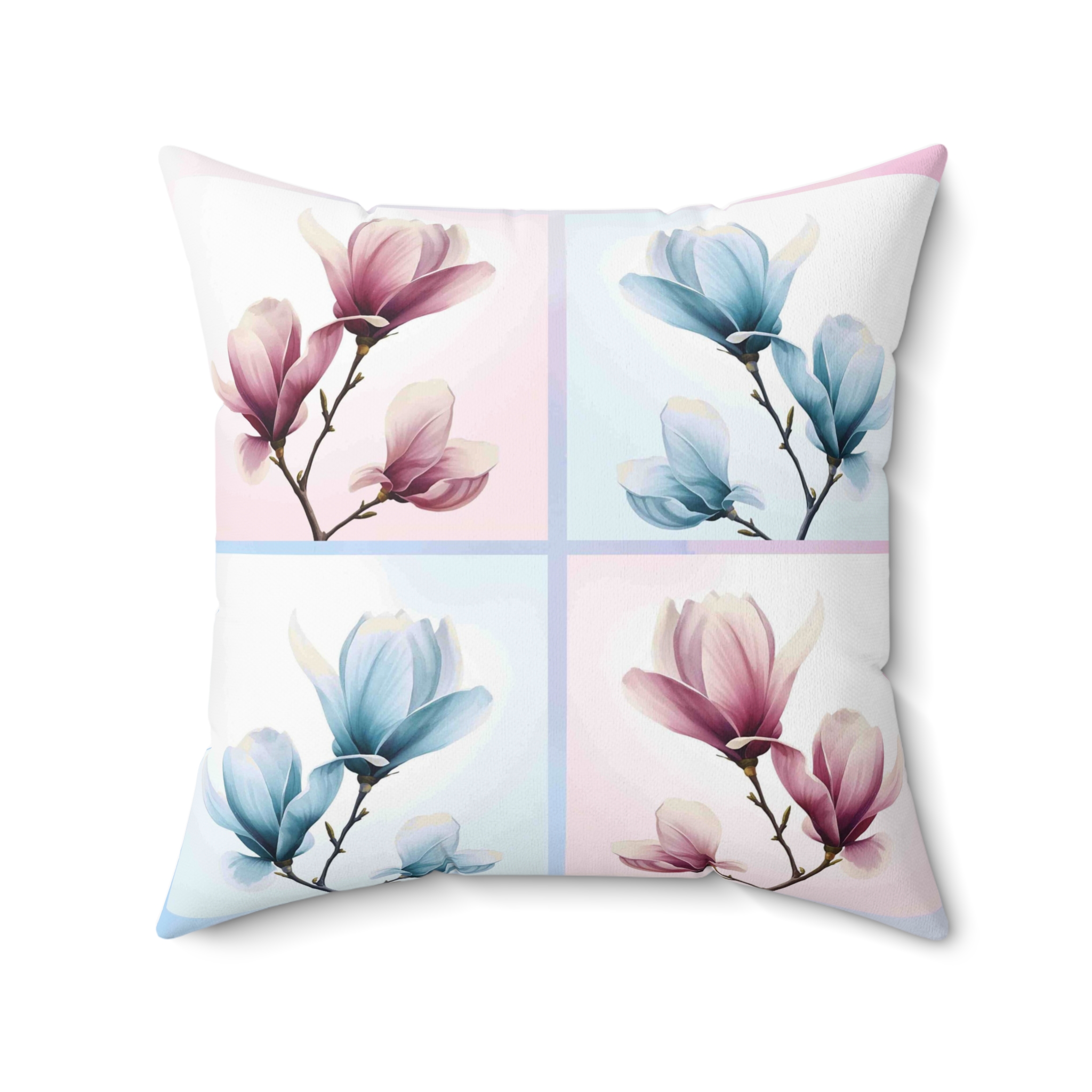 Magnolias Floral Square Pillow - Cozy Decorative Cushion for Home Decor, Living Room, Bedroom, Housewarming Gift, Spring Decor product thumbnail image