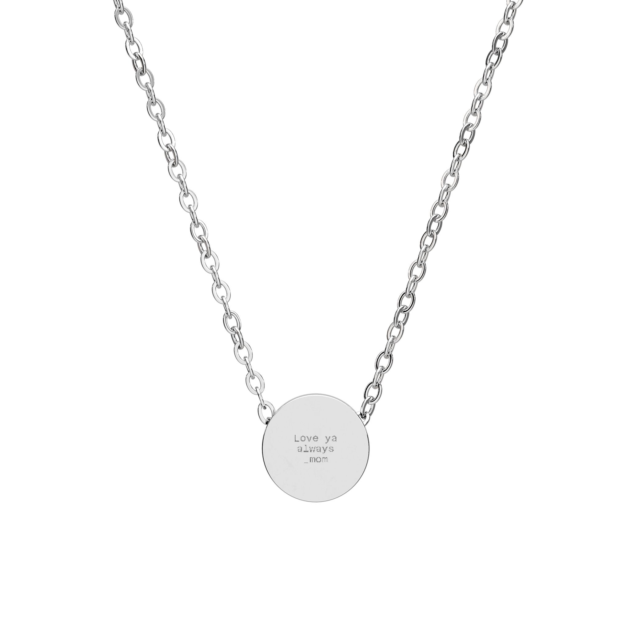 Personalized Mini Circle Necklace, Engraved Text, Simple Jewelry, Wedding, Birthday, Anniversary, Everyday Wear, Custom Text, Unique Gift for Her product thumbnail image