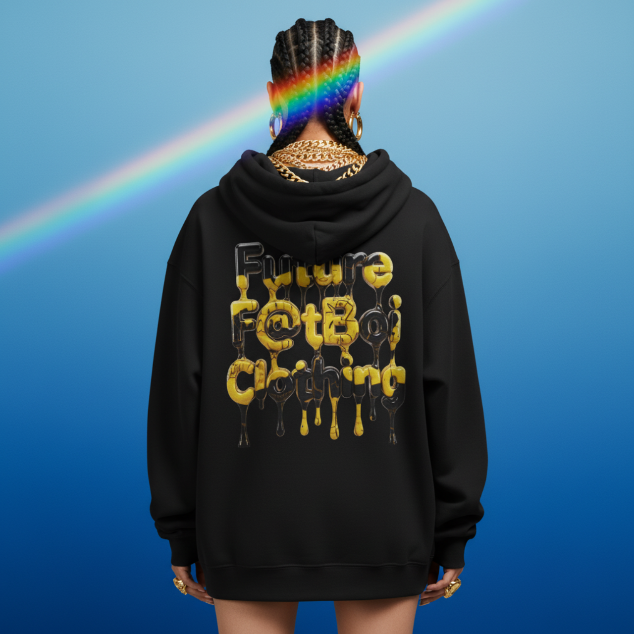 Streetwear Graphic Hoodie - FUTURE F@TBOI Clothing Black and Yellow product thumbnail image Streetwear Graphic Hoodie - FUTURE F@TBOI Clothing Black and Yellow product thumbnail image