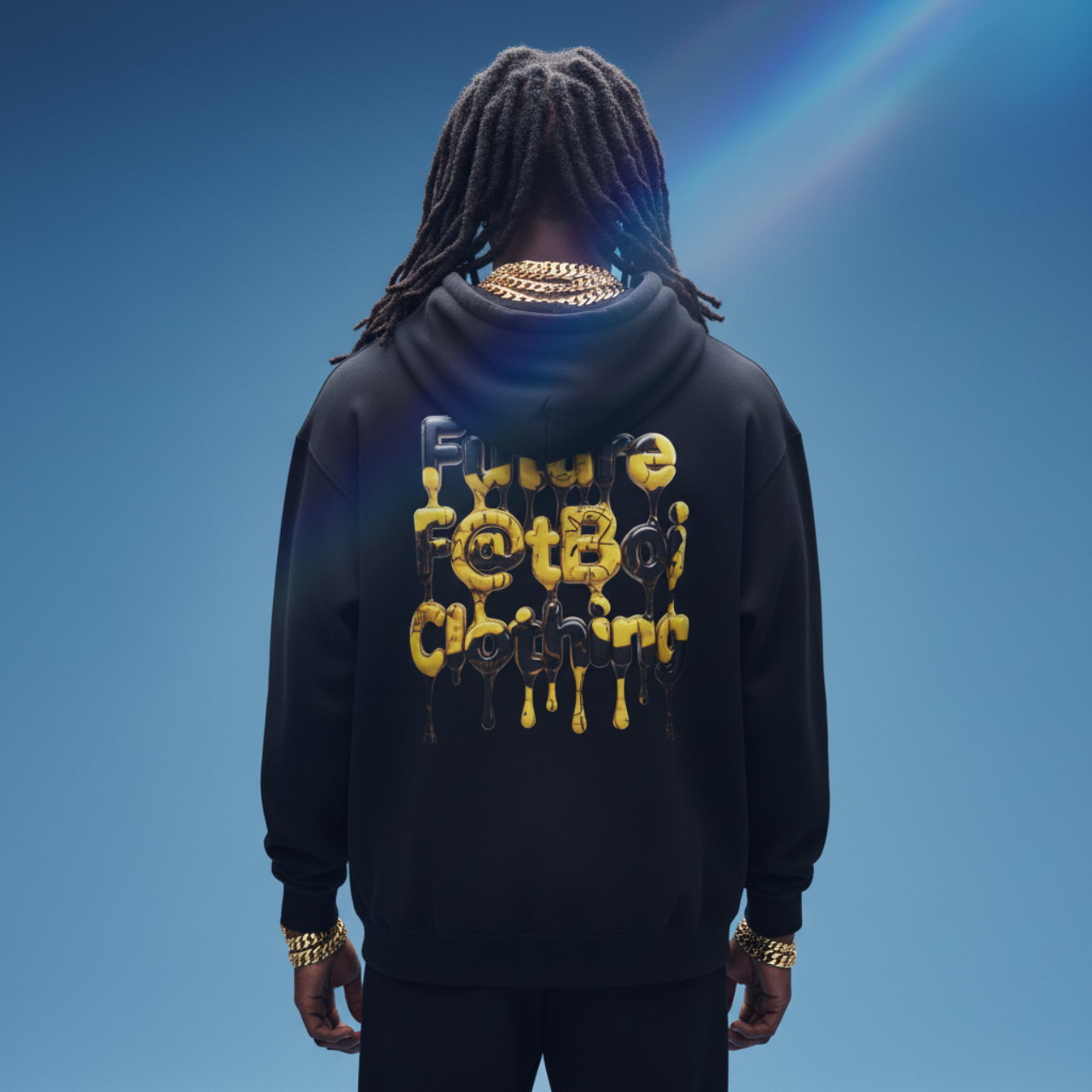Streetwear Graphic Hoodie - FUTURE F@TBOI Clothing Black and Yellow product thumbnail image Streetwear Graphic Hoodie - FUTURE F@TBOI Clothing Black and Yellow product thumbnail image