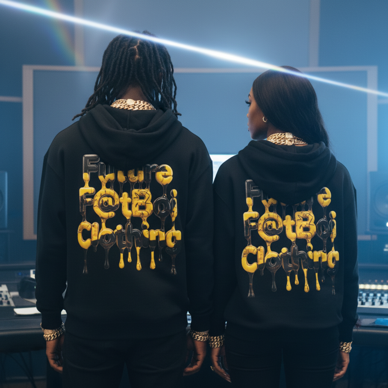 Streetwear Graphic Hoodie - FUTURE F@TBOI Clothing Black and Yellow product thumbnail image Streetwear Graphic Hoodie - FUTURE F@TBOI Clothing Black and Yellow product thumbnail image