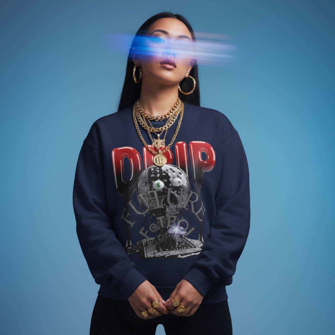 Unisex Sweatshirt - FUTURE F@TBOI Black Paisley Diamond Drip Design product thumbnail image