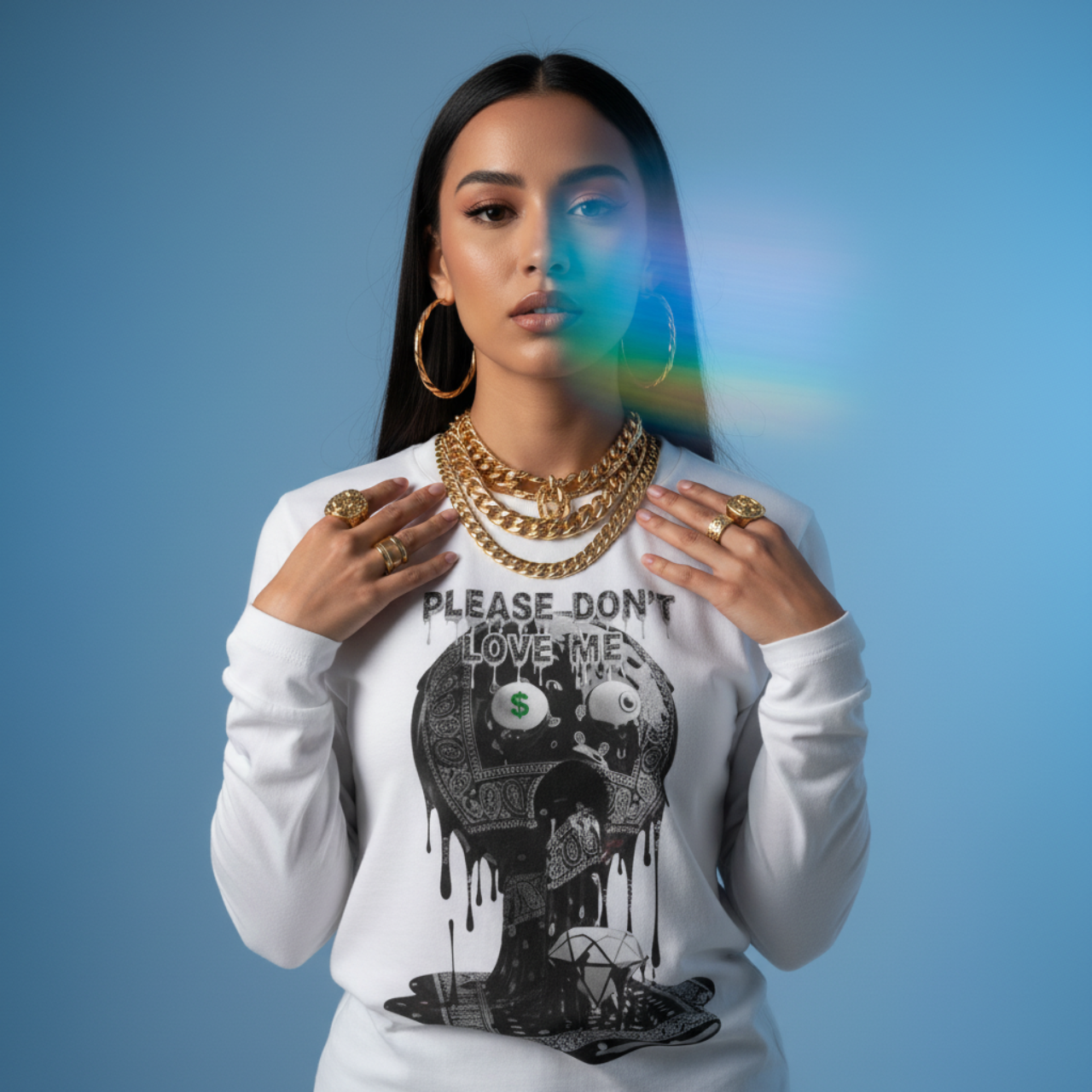 PLEASE DON'T -  Long Sleeve Tee with Skull Design | Unisex Graphic Shirt, Perfect for Halloween, Alternative Fashion, Unique Gift, Casual Wear, [...]