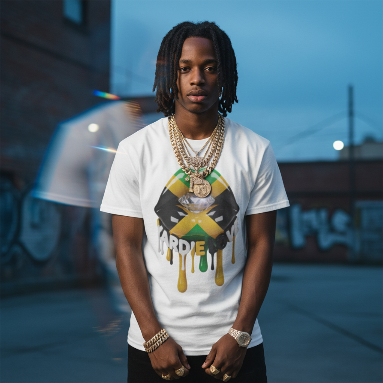 YARDIE LOVE - Jamaican Vibe - Unisex Heavy Cotton Tee, Perfect for Summer Festivals, Pride Events, Casual Outings, Gifts for Creatives, Beachwear, [...] product thumbnail image