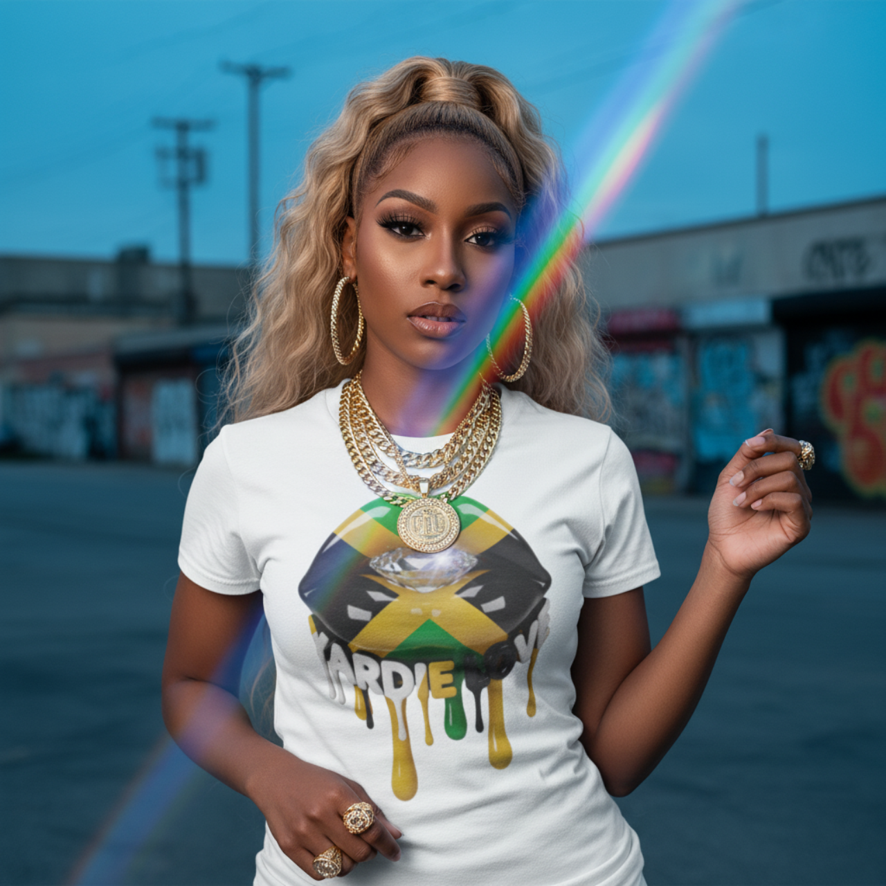 YARDIE LOVE - Jamaican Vibe - Unisex Heavy Cotton Tee, Perfect for Summer Festivals, Pride Events, Casual Outings, Gifts for Creatives, Beachwear, [...] product thumbnail image