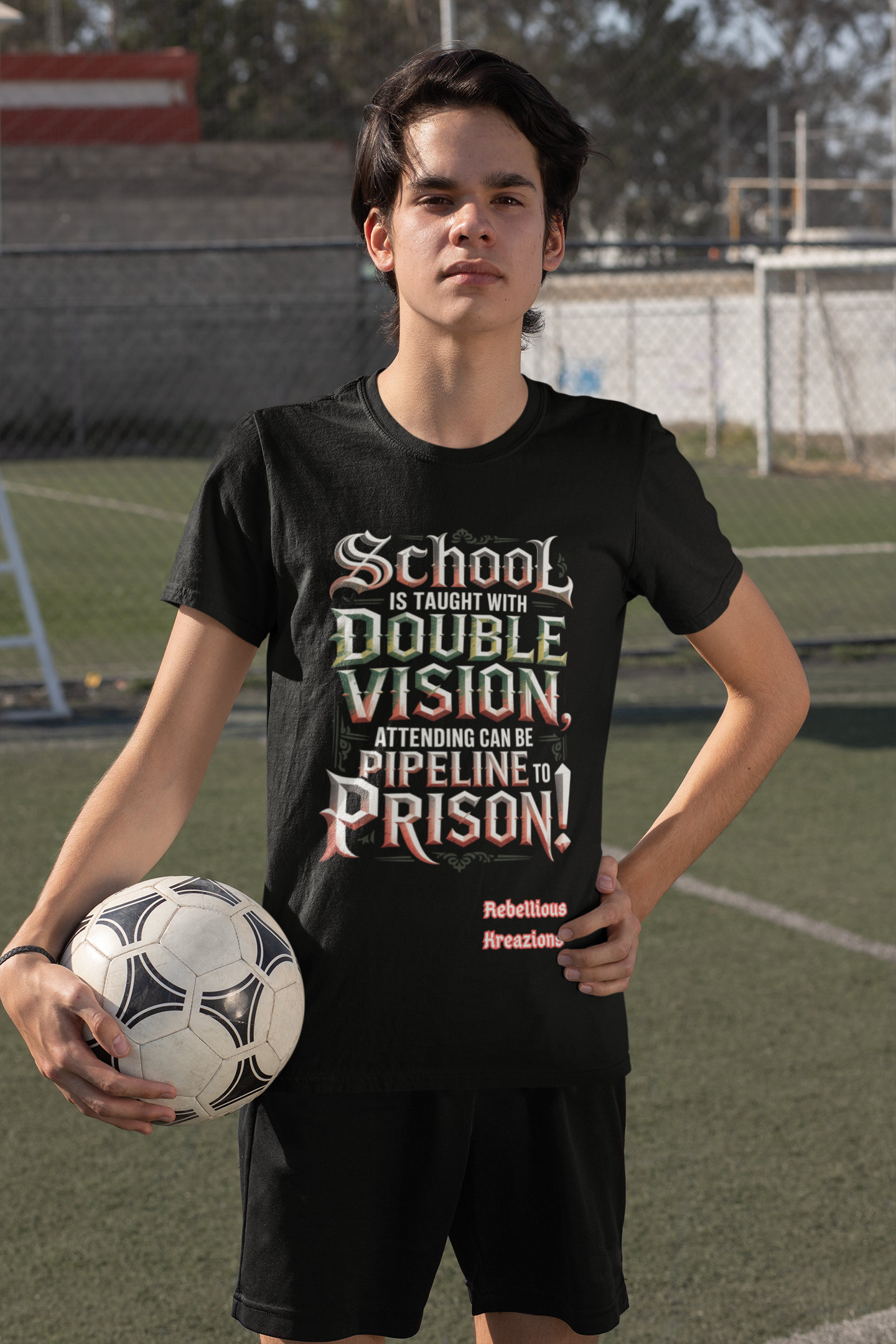 Rebellious Vision Tee - School Is Taught With Double Vision, Attending Can Be Pipeline To Prison!